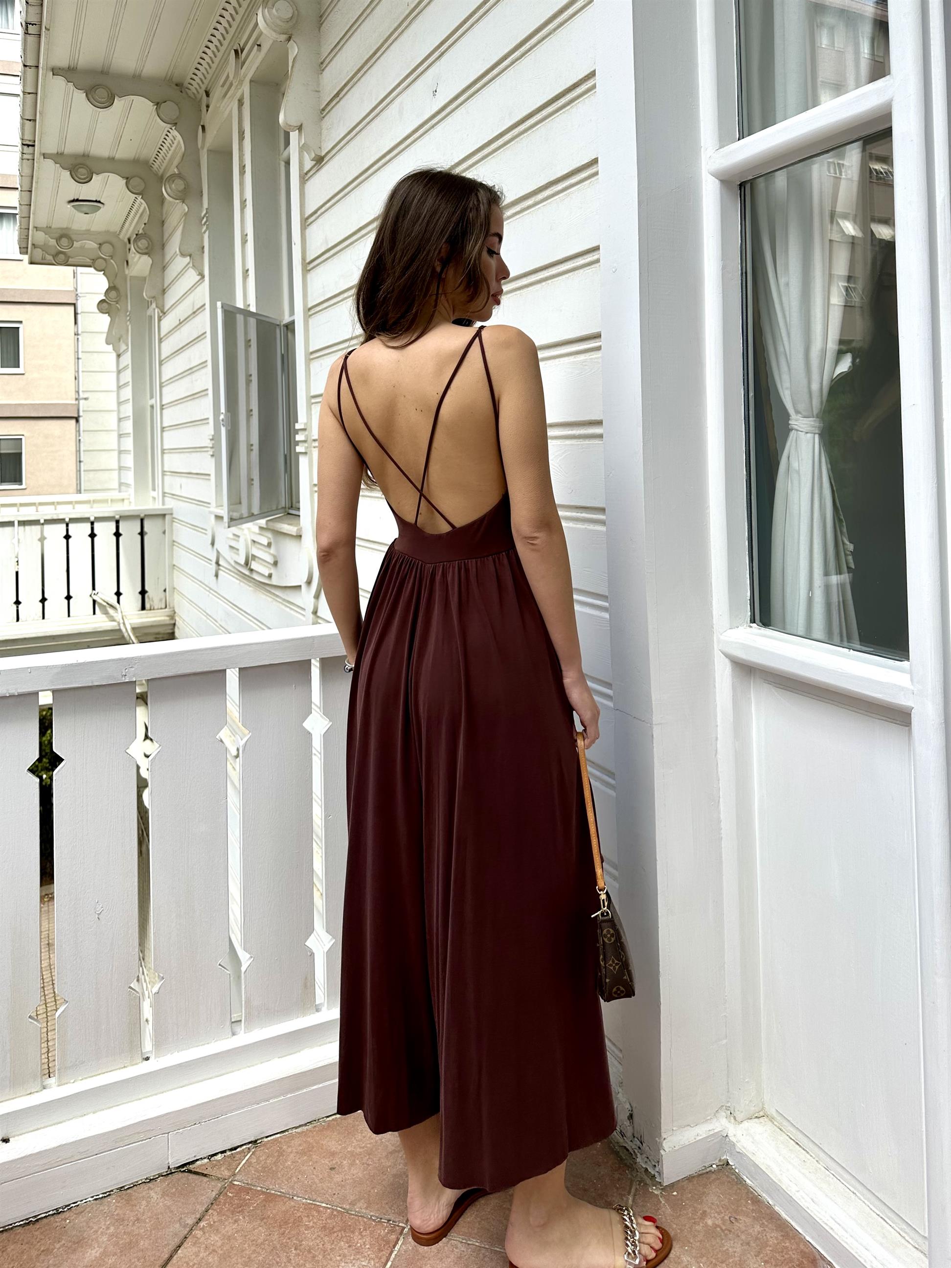 Kahve Askılı Bol Paça Tulum · 9