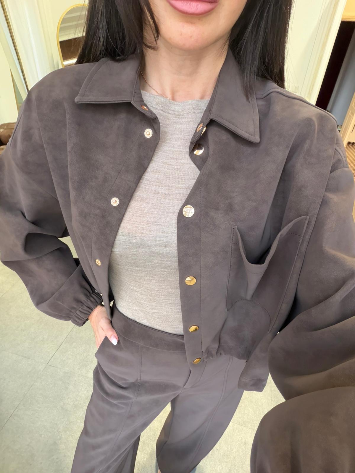 Kahve Kısa Şişkin Bomber Ceket