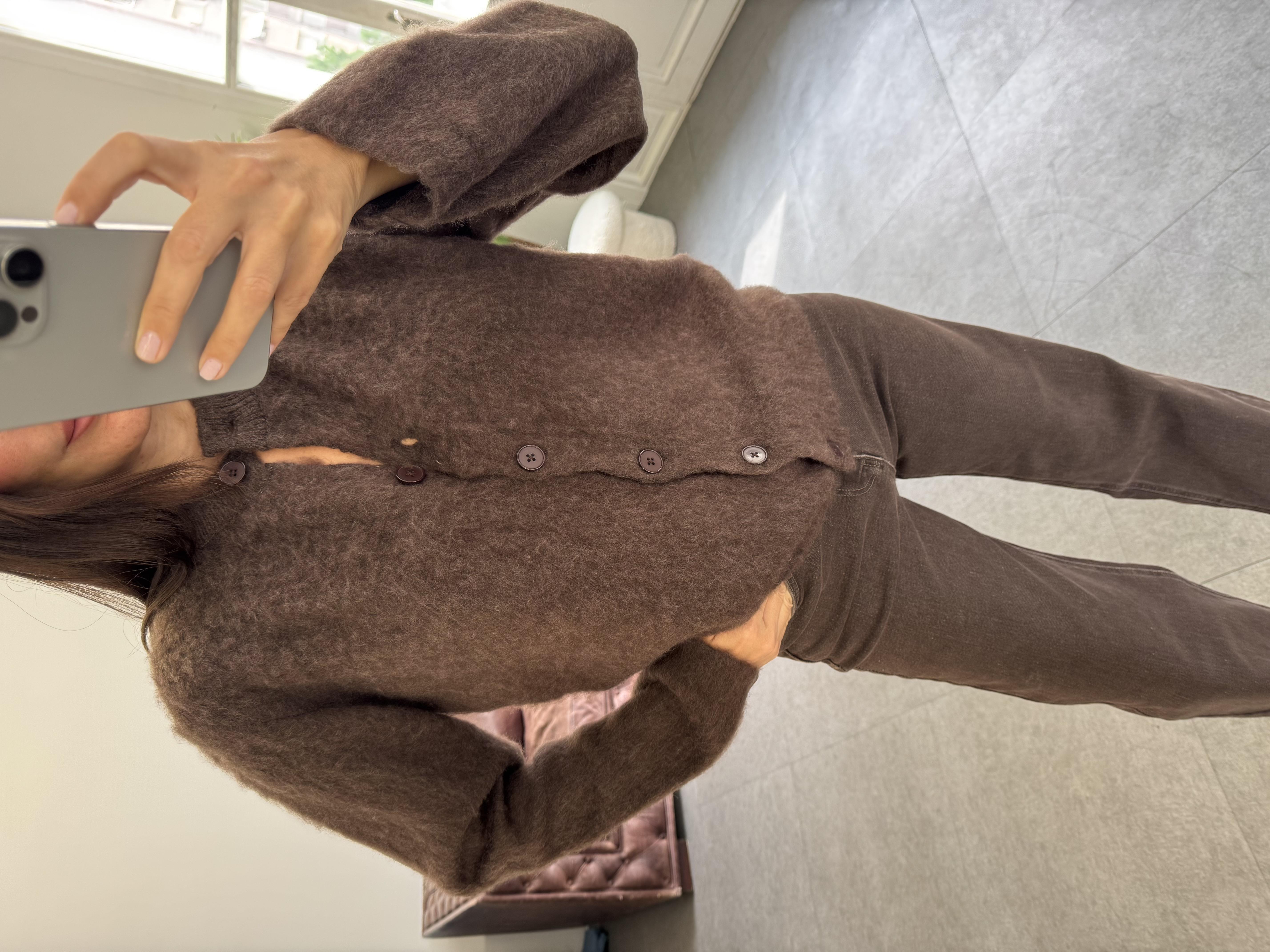 Kahve Sıfır Yaka Sakallı Hırka