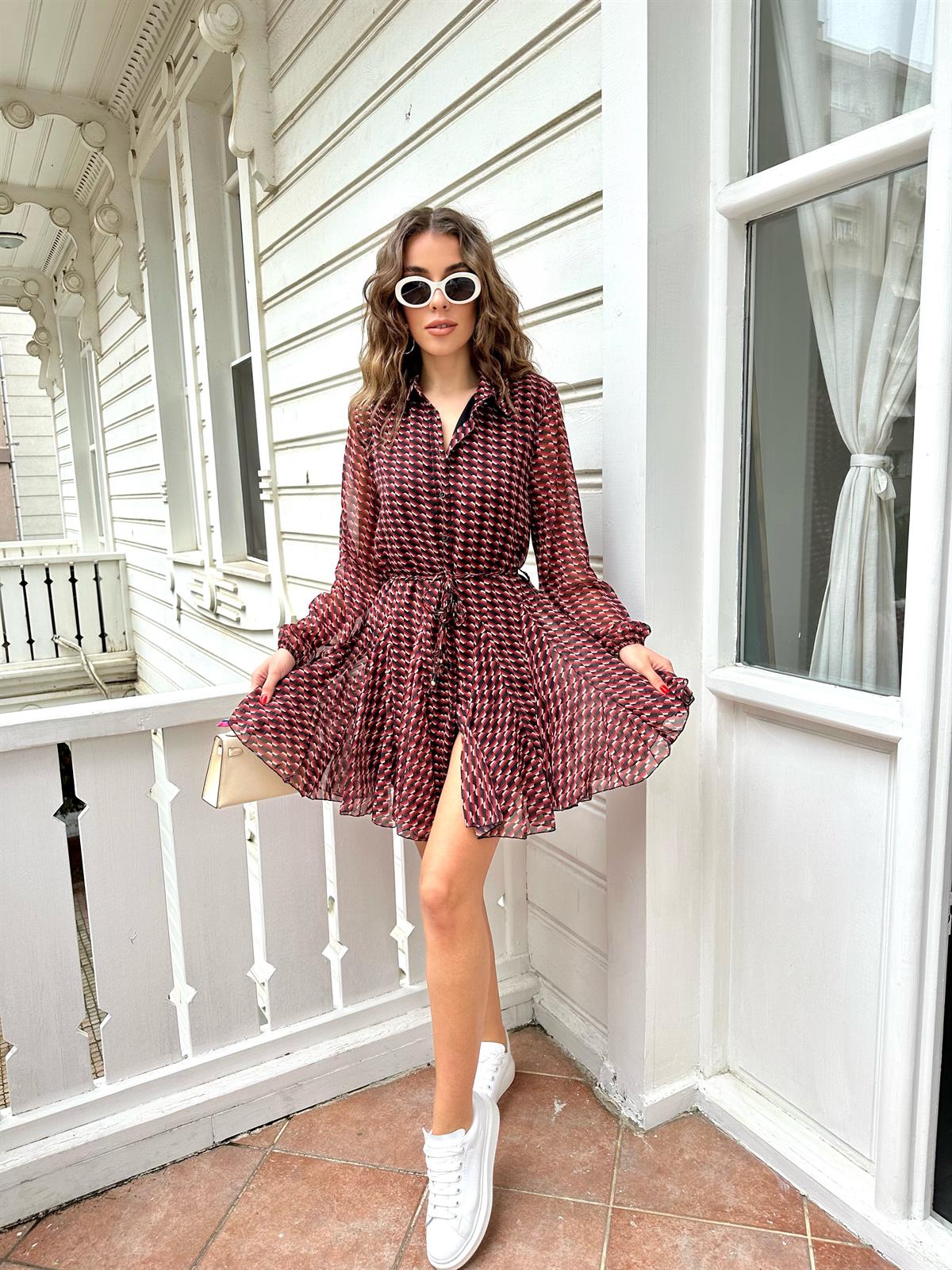 Kiremit  Volanlı Elbise