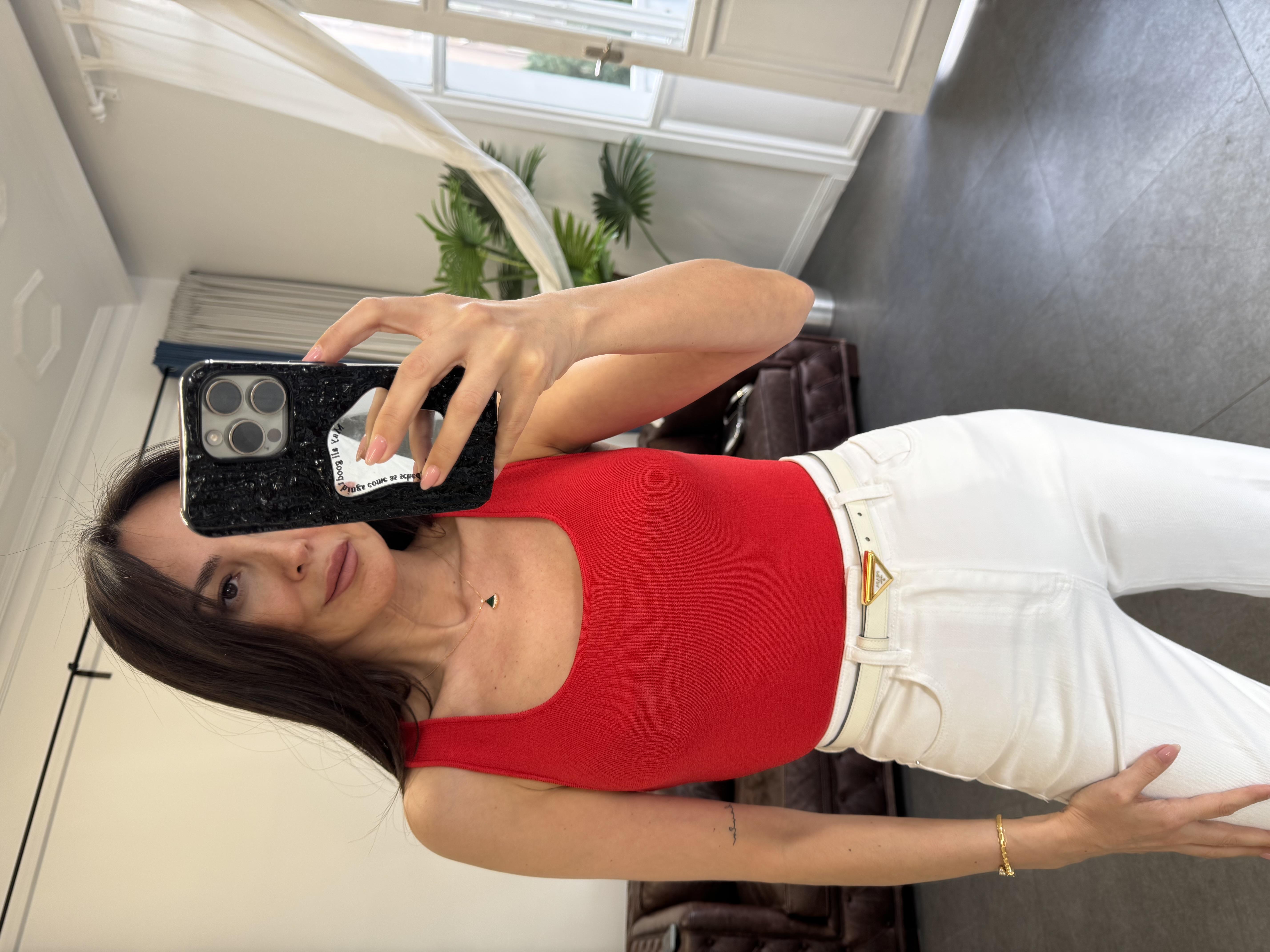 Kırmızı Basic Triko Bluz