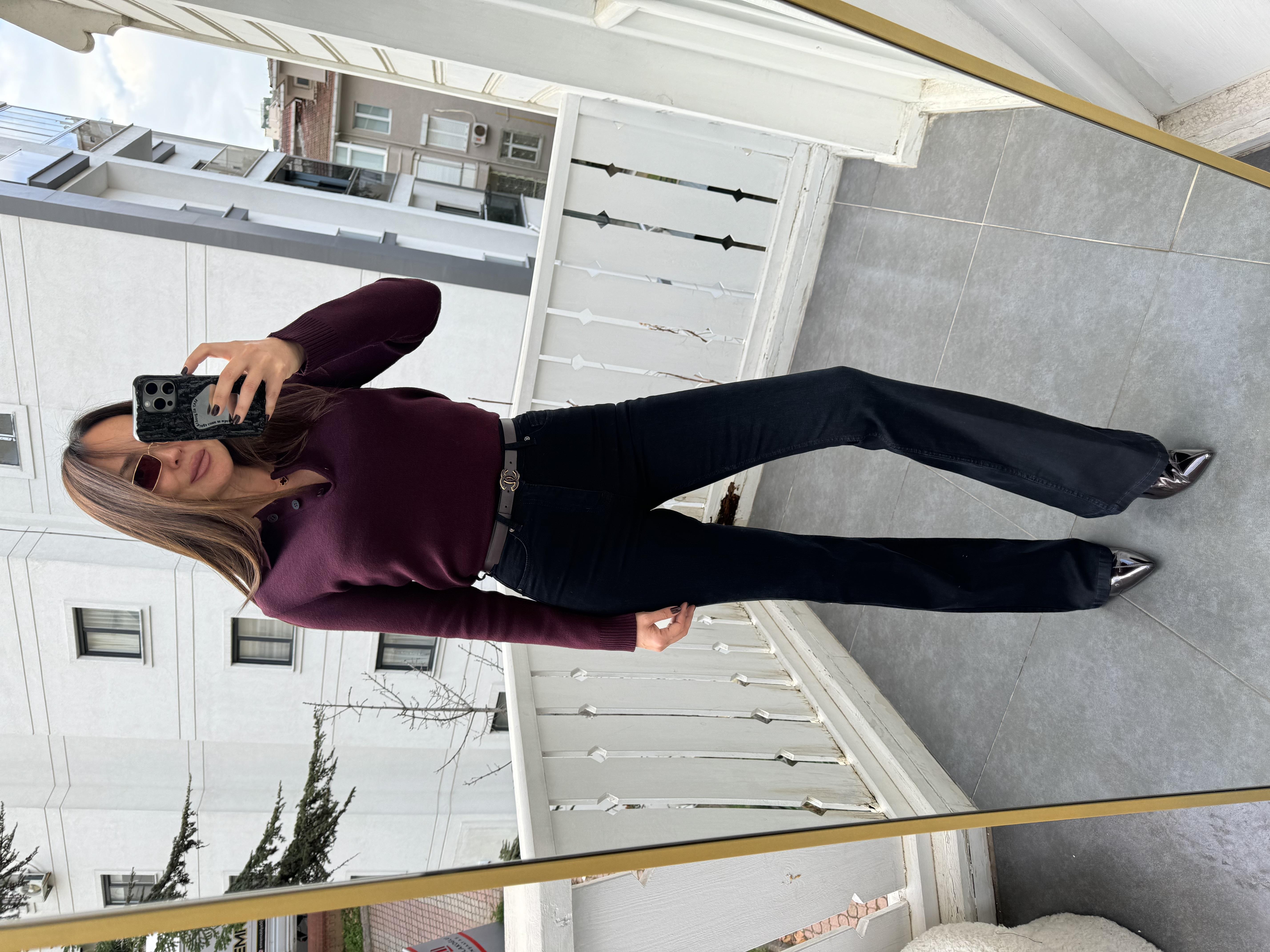 Koyu Lacivert İspanyol Paça Denim