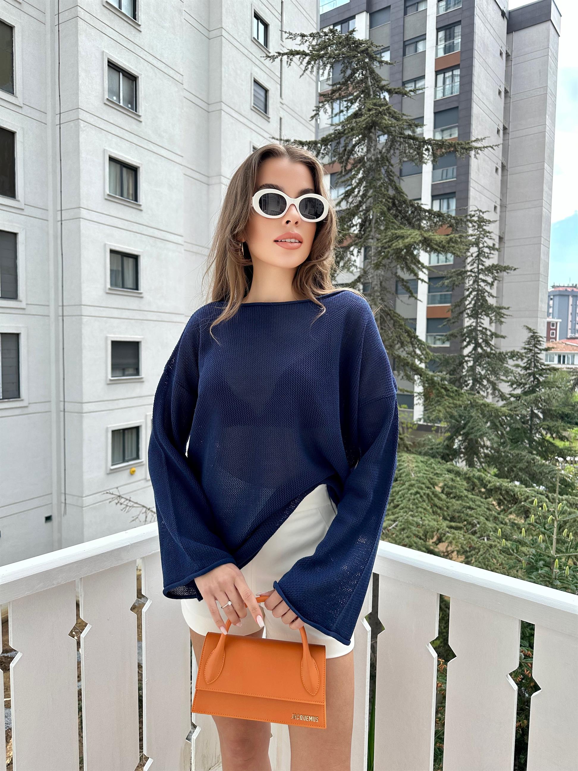 Lacivert Ajurlu Lastikleri Sosisli Kazak · 9