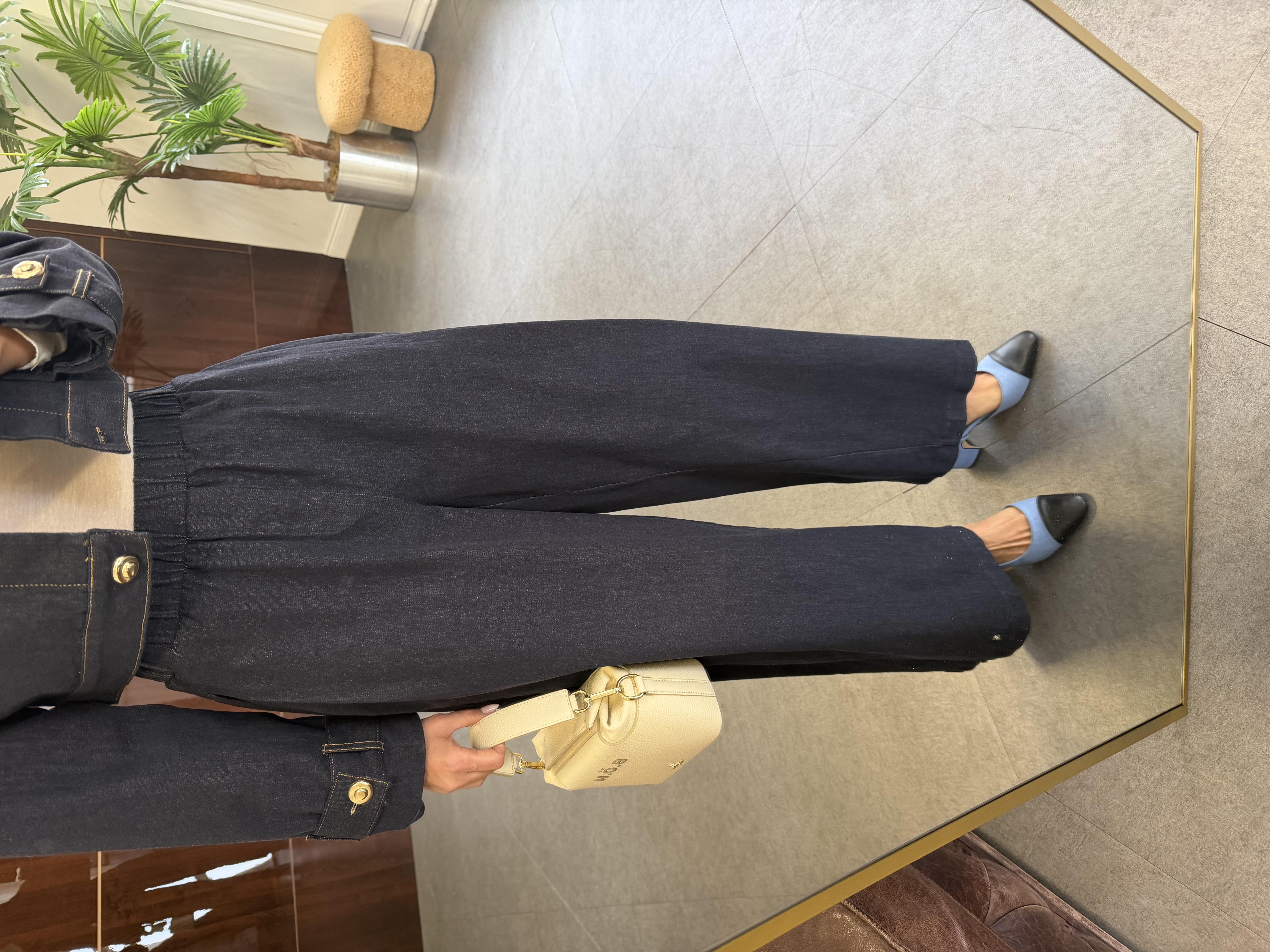 Lacivert Bol Kesim Denim Pantolon