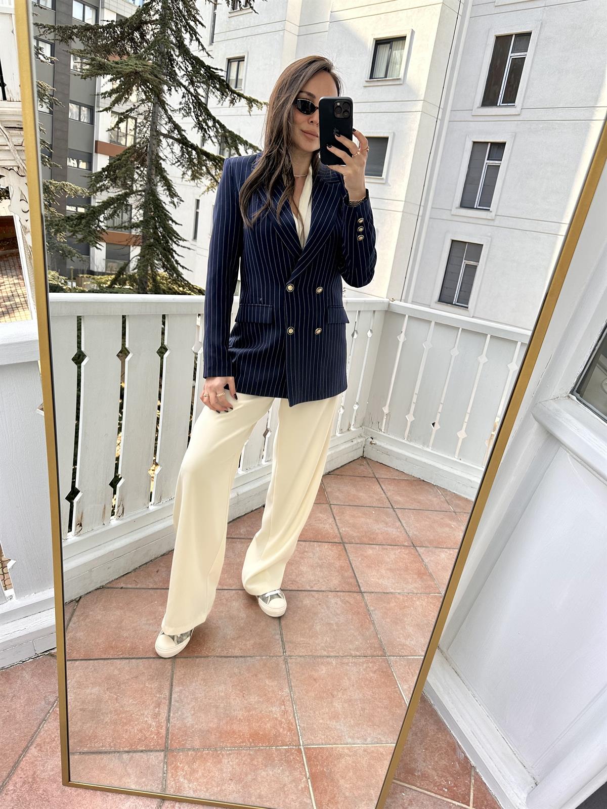 Lacivert Çizgili Blazer Ceket · 17