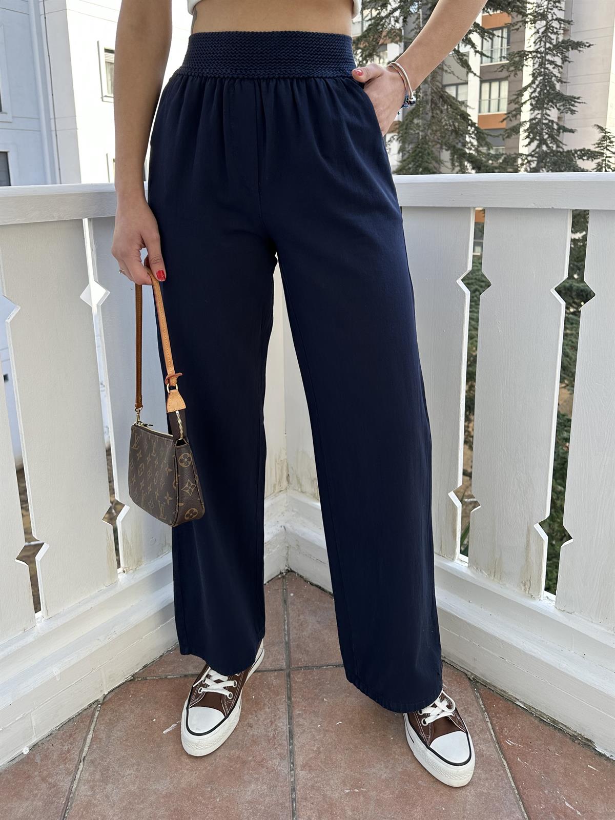 Lacivert Örgü Kemer Gabardin Pantolon · 8