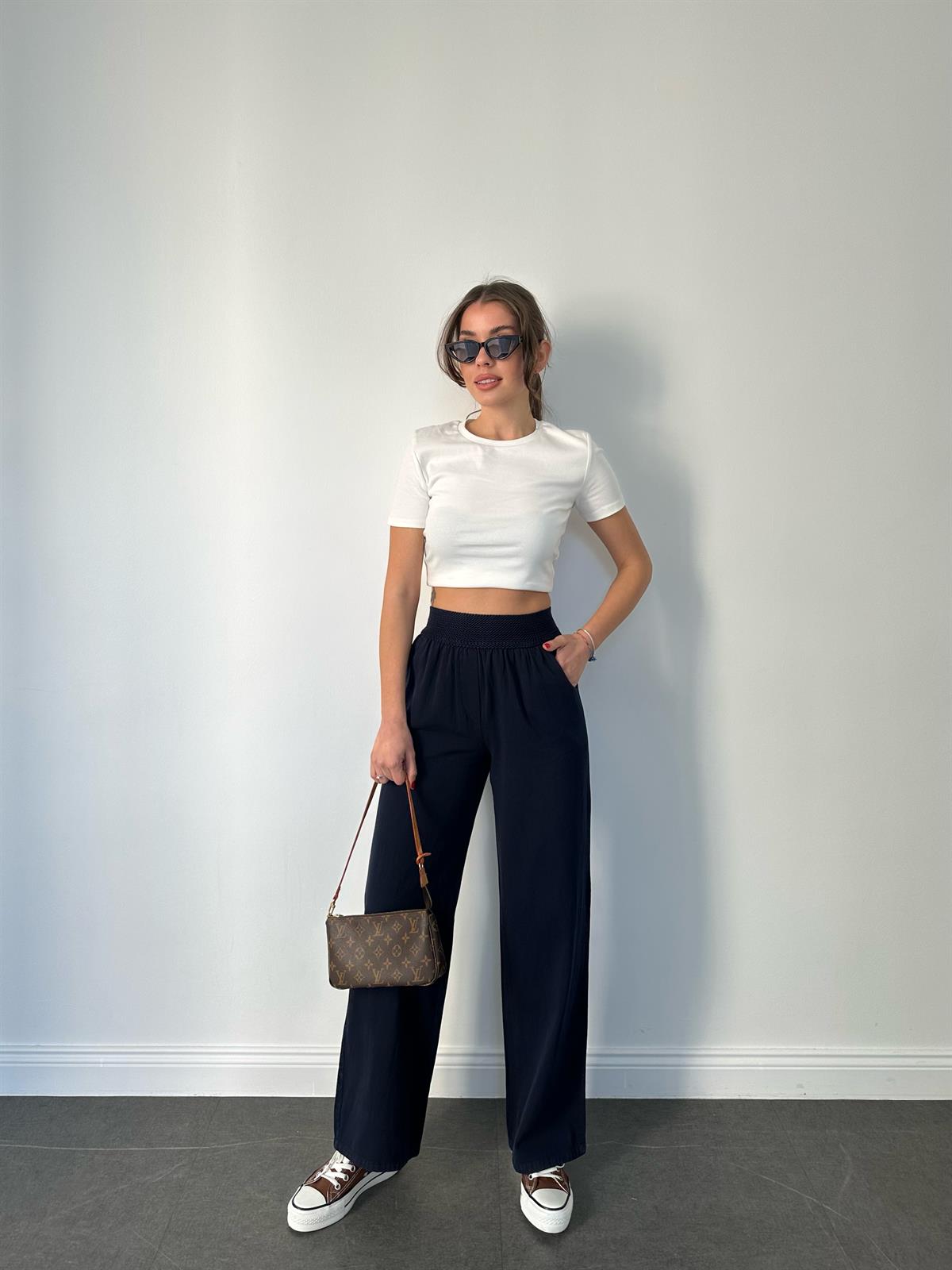 Lacivert Örgü Kemer Gabardin Pantolon · 6
