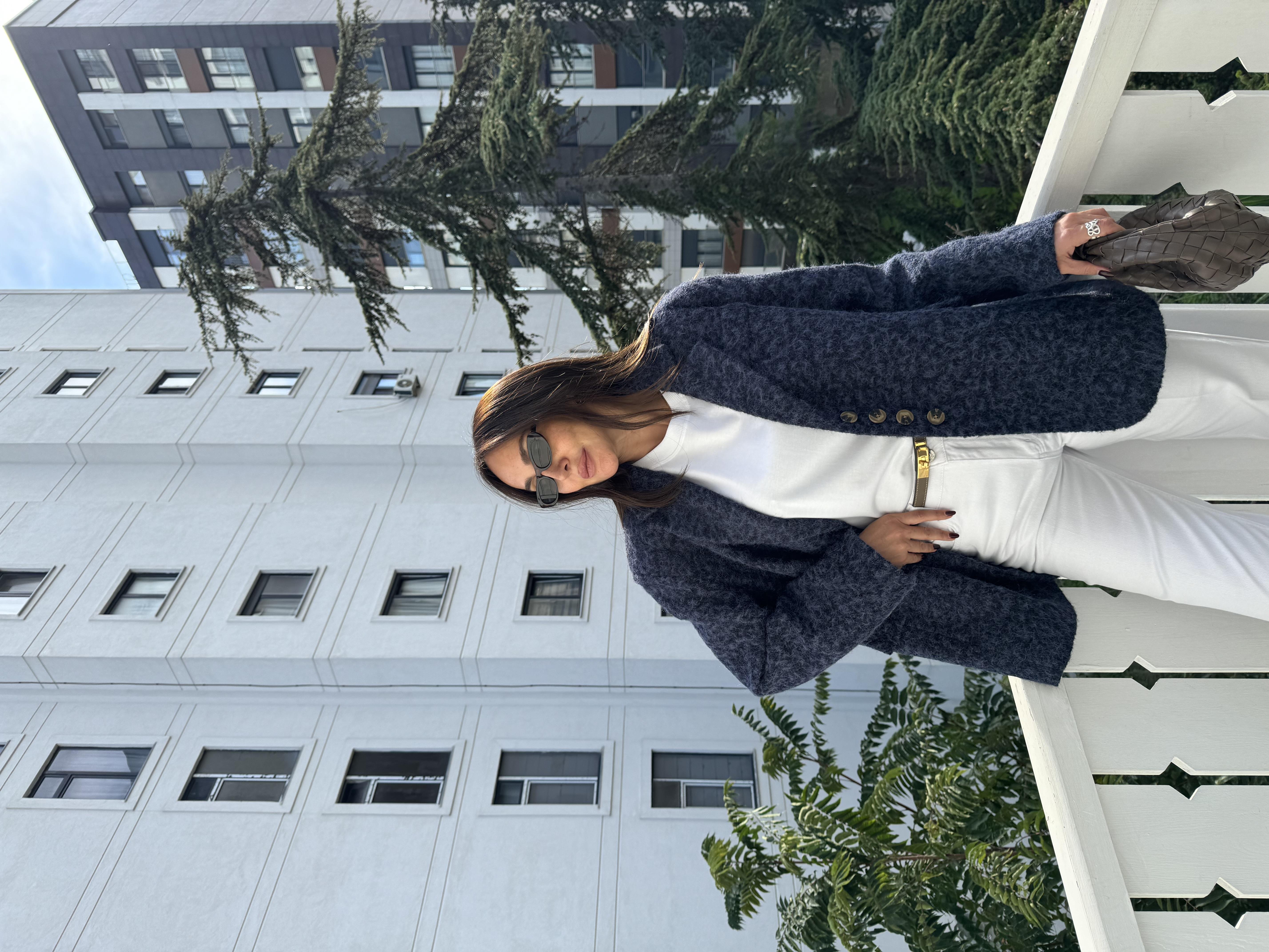 Lacivert Yalancı Cepli Kırçıllı Ceket