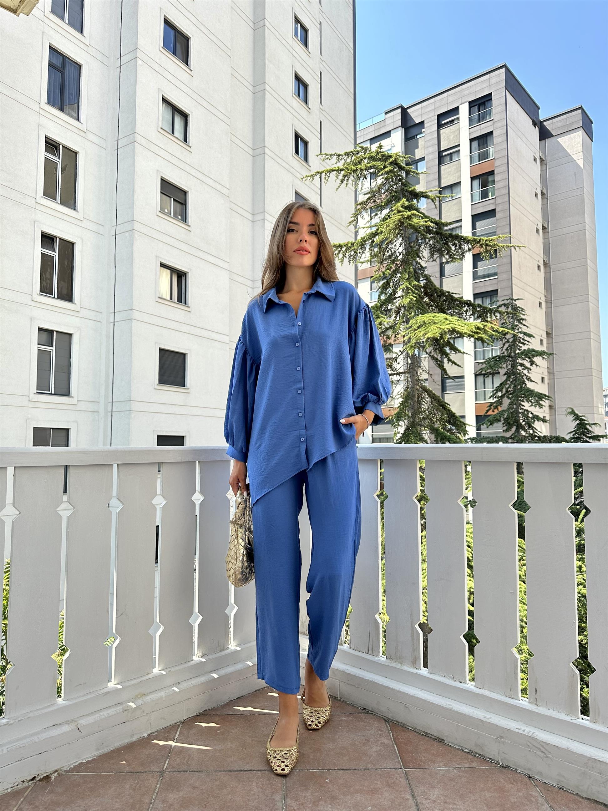 Mavi Gömlek Kadın Takım