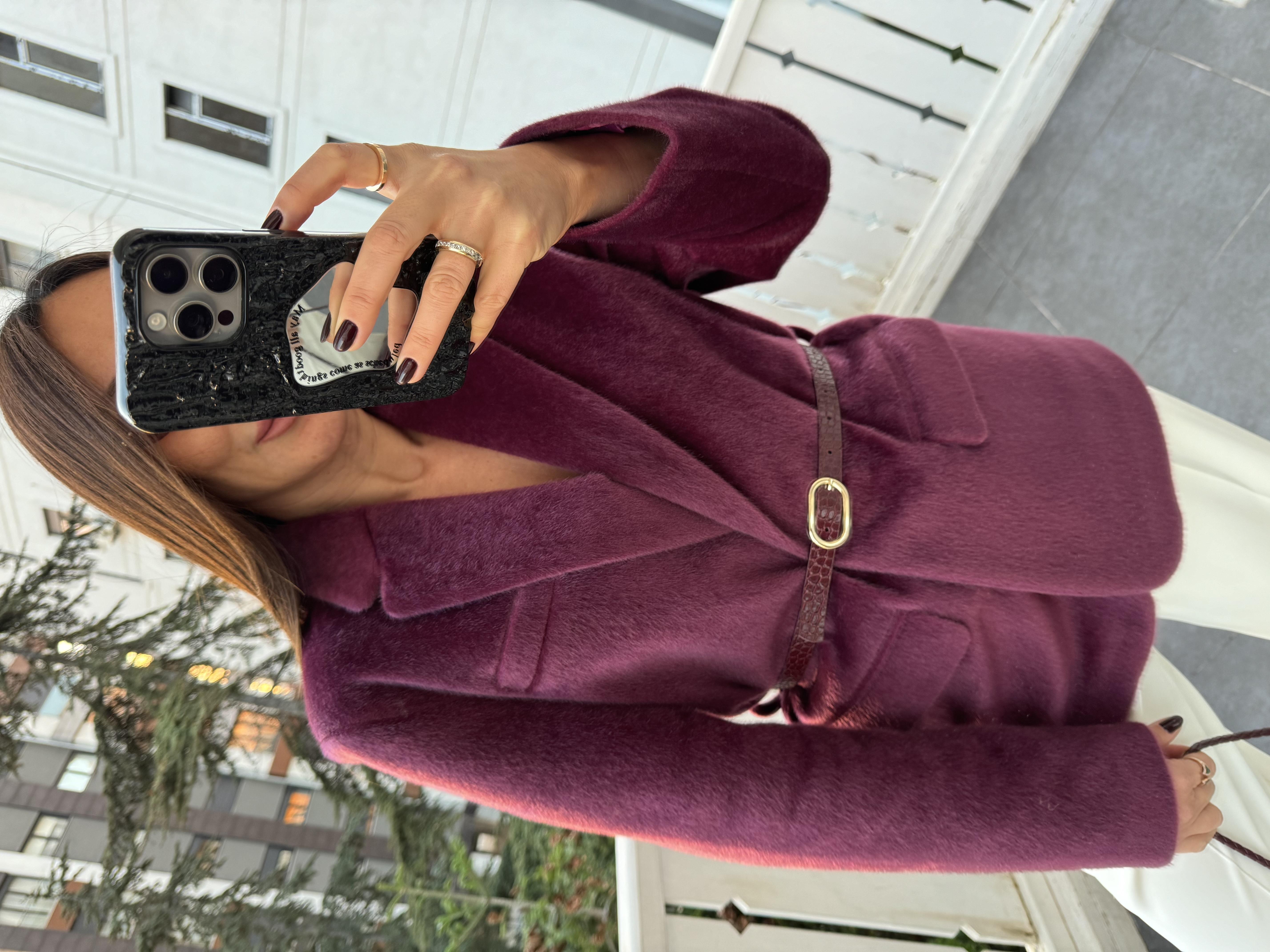 Mürdüm Tüylü Ceket