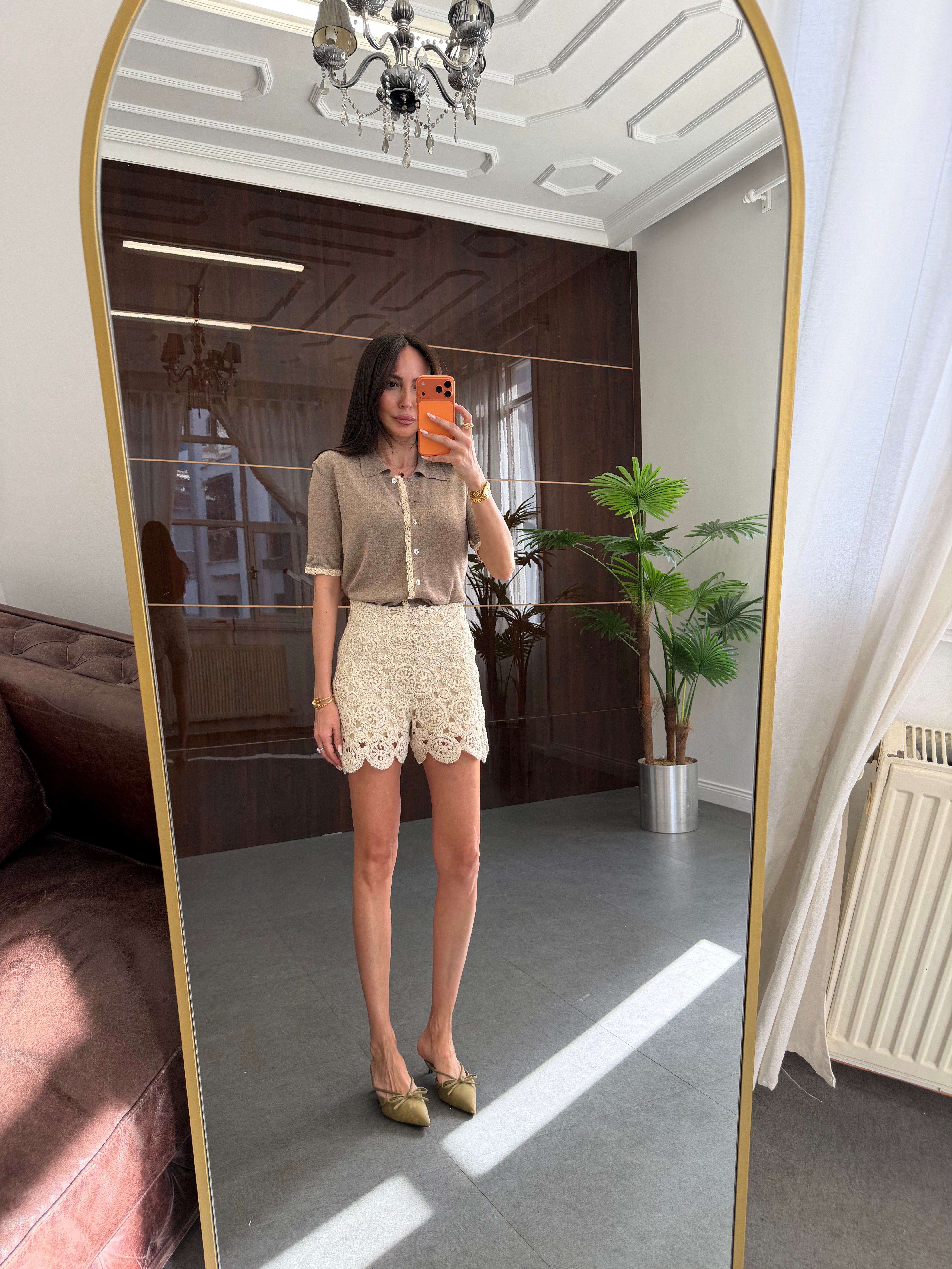 Naturel Tığ İşi Şort