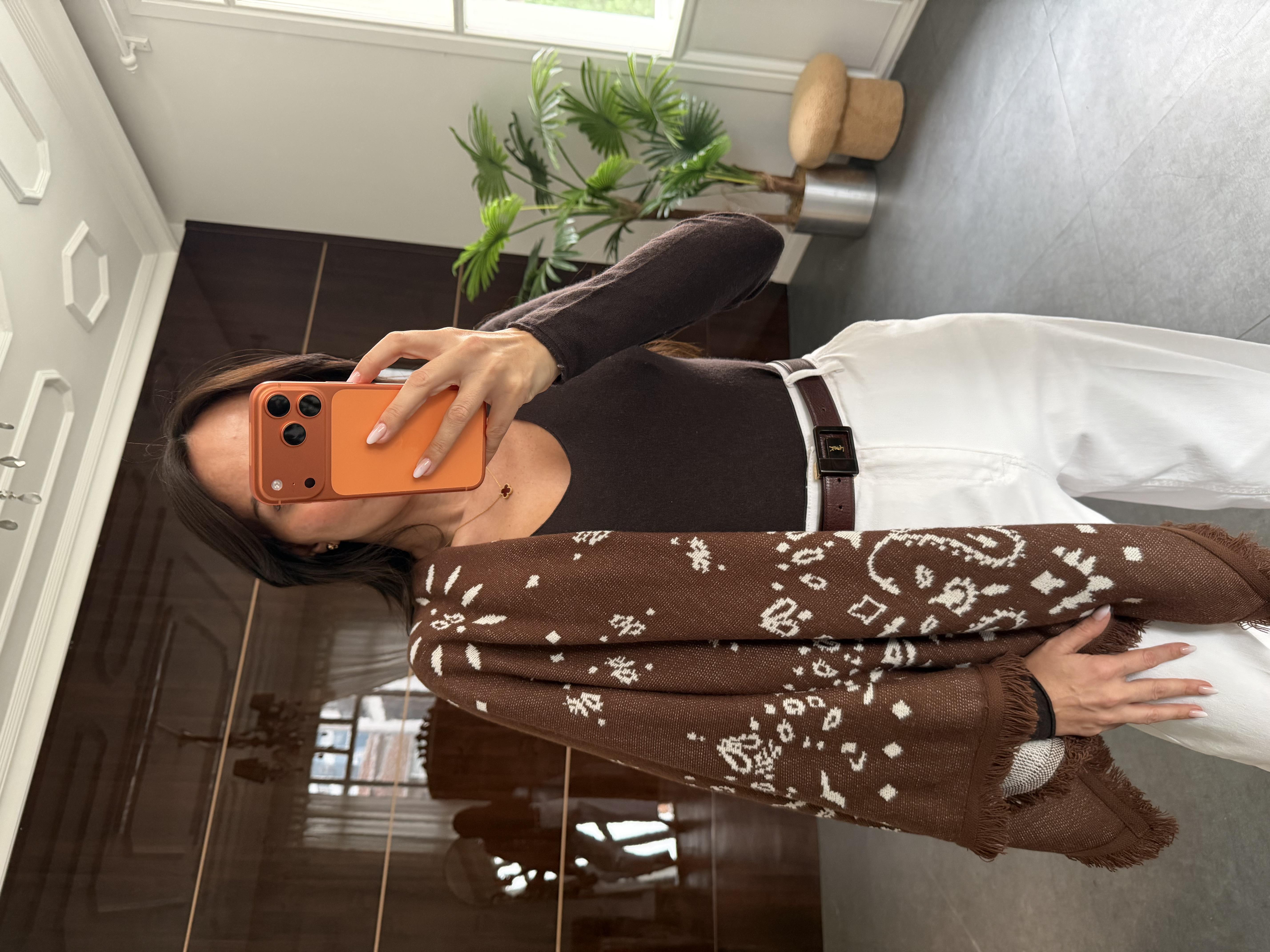 Orta Kahve-Krem Şal