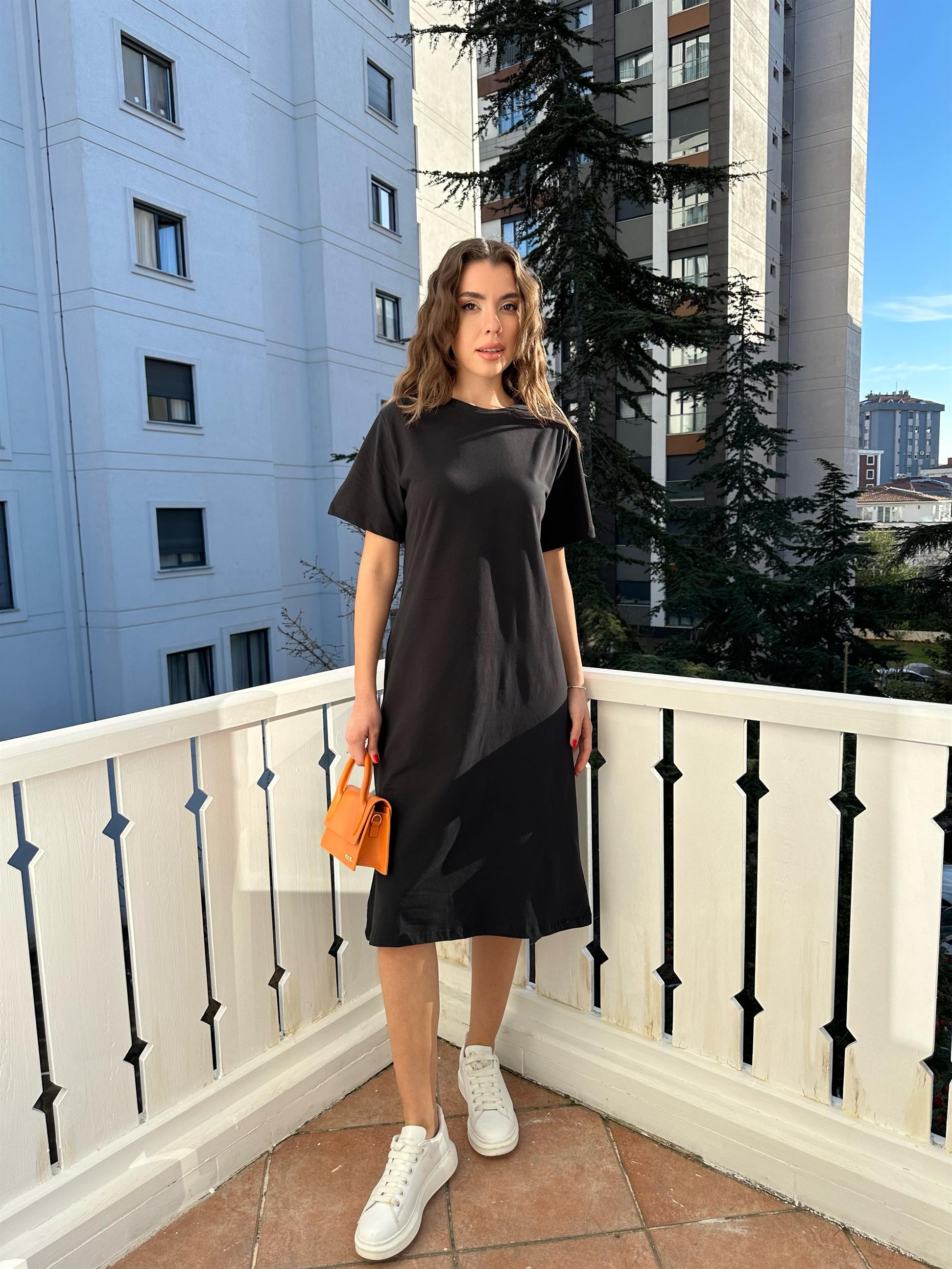 Siyah Bisiklet Yaka Basic Elbise · 6