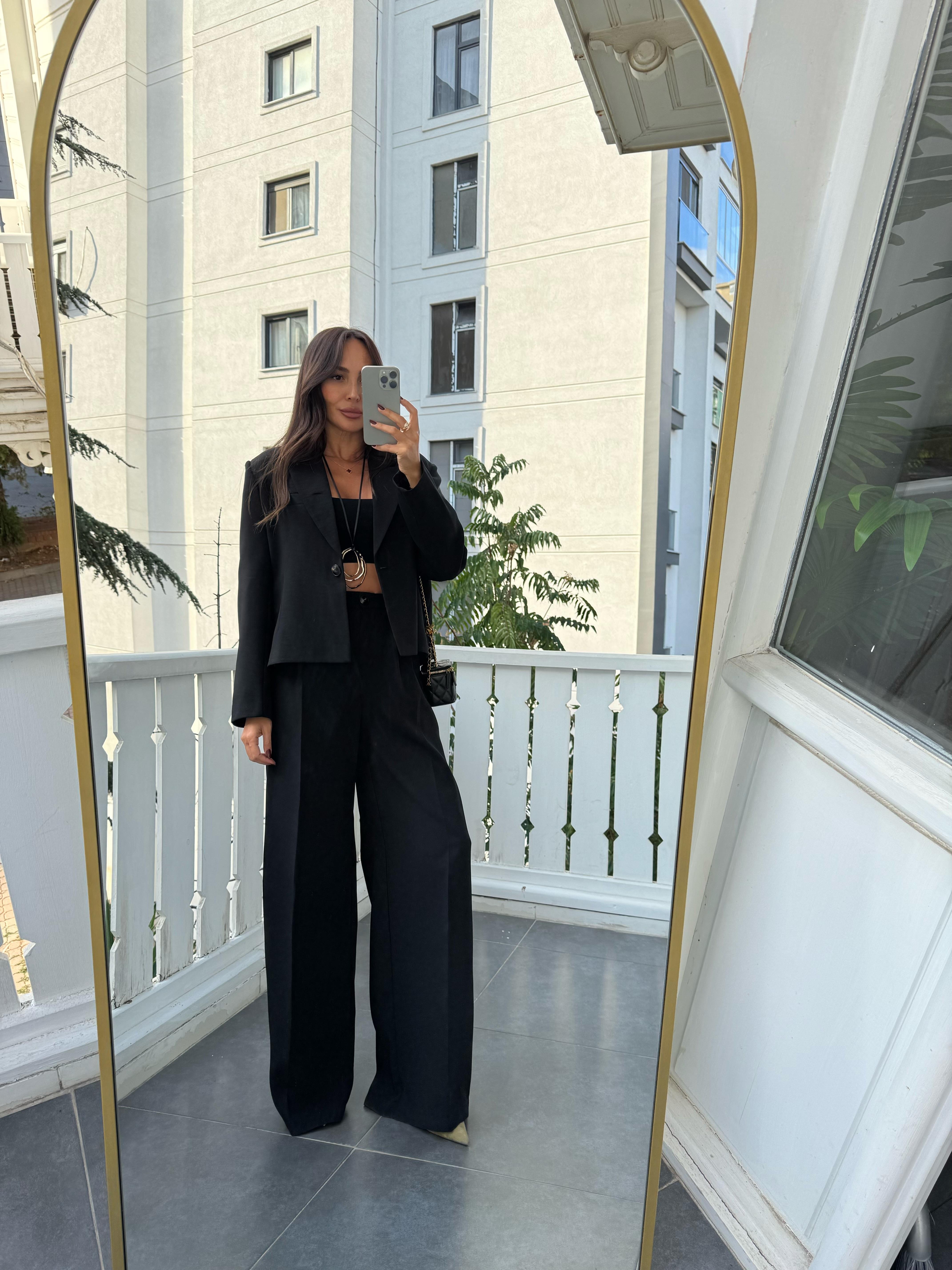 Siyah Ceket Pantolon 2'li Kadın Takım