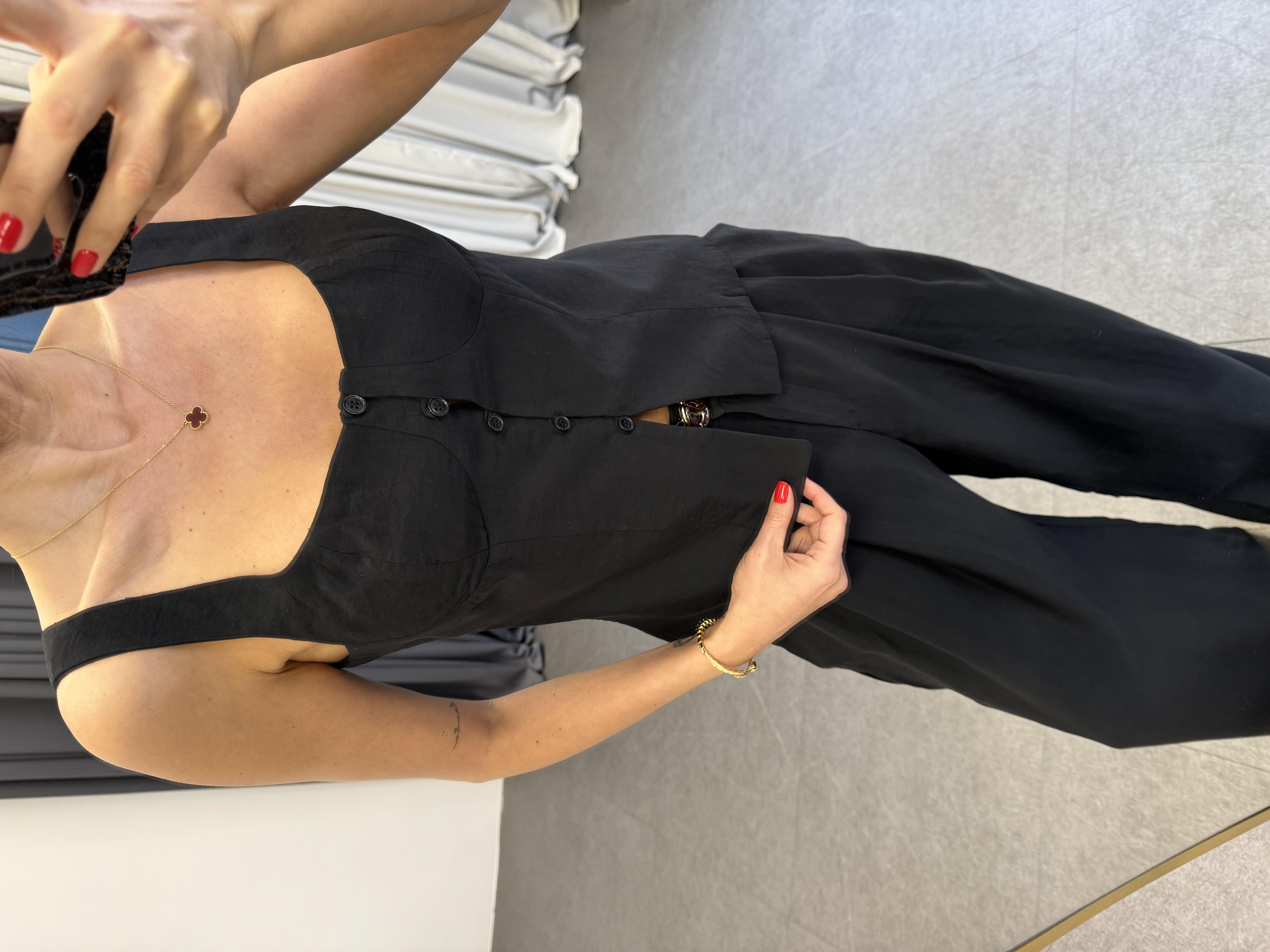 Siyah Düğme Detaylı Büstiyer Yelek