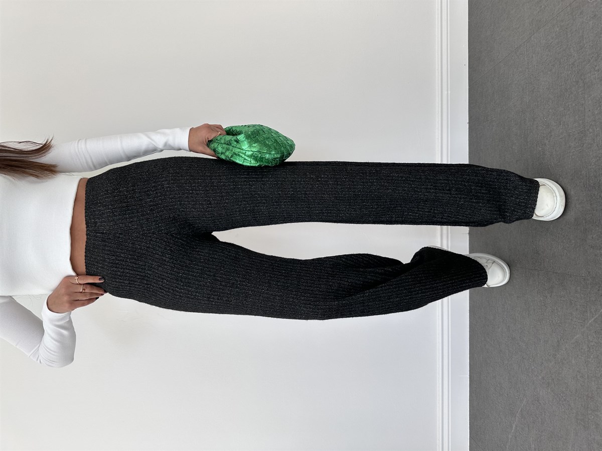 Siyah  Fitilli Triko Pantolon