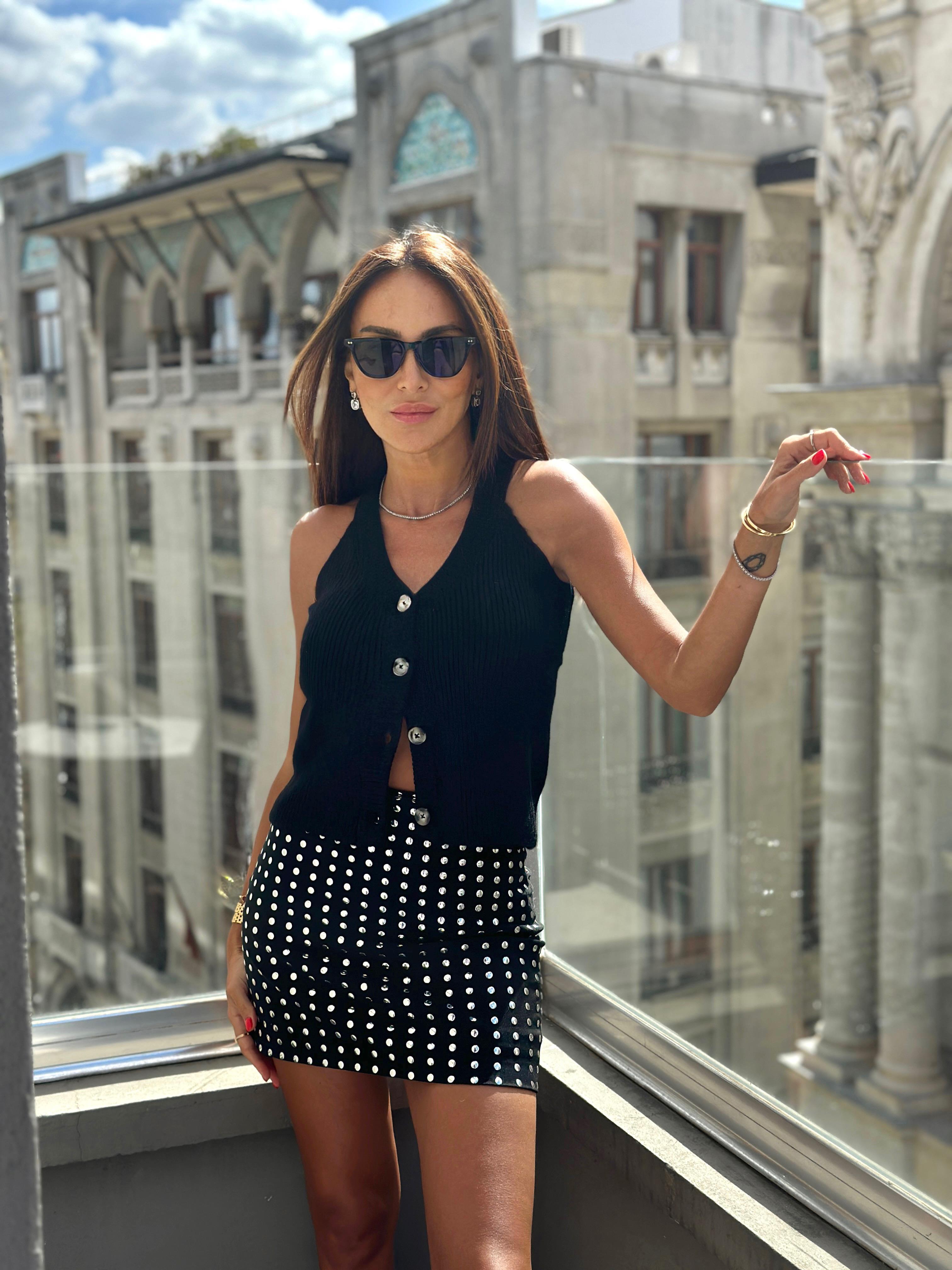 Siyah İtalyan Reglan Yelek