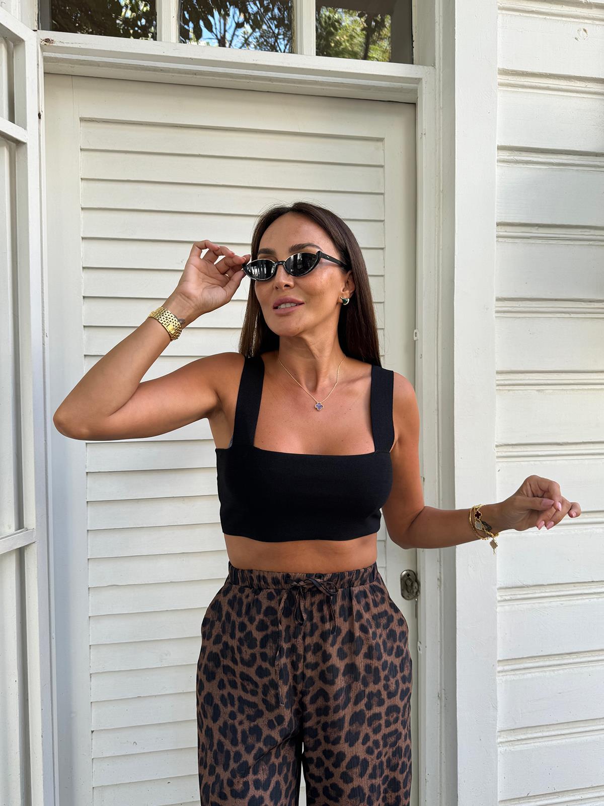 Siyah Kalın Askılı Crop Top