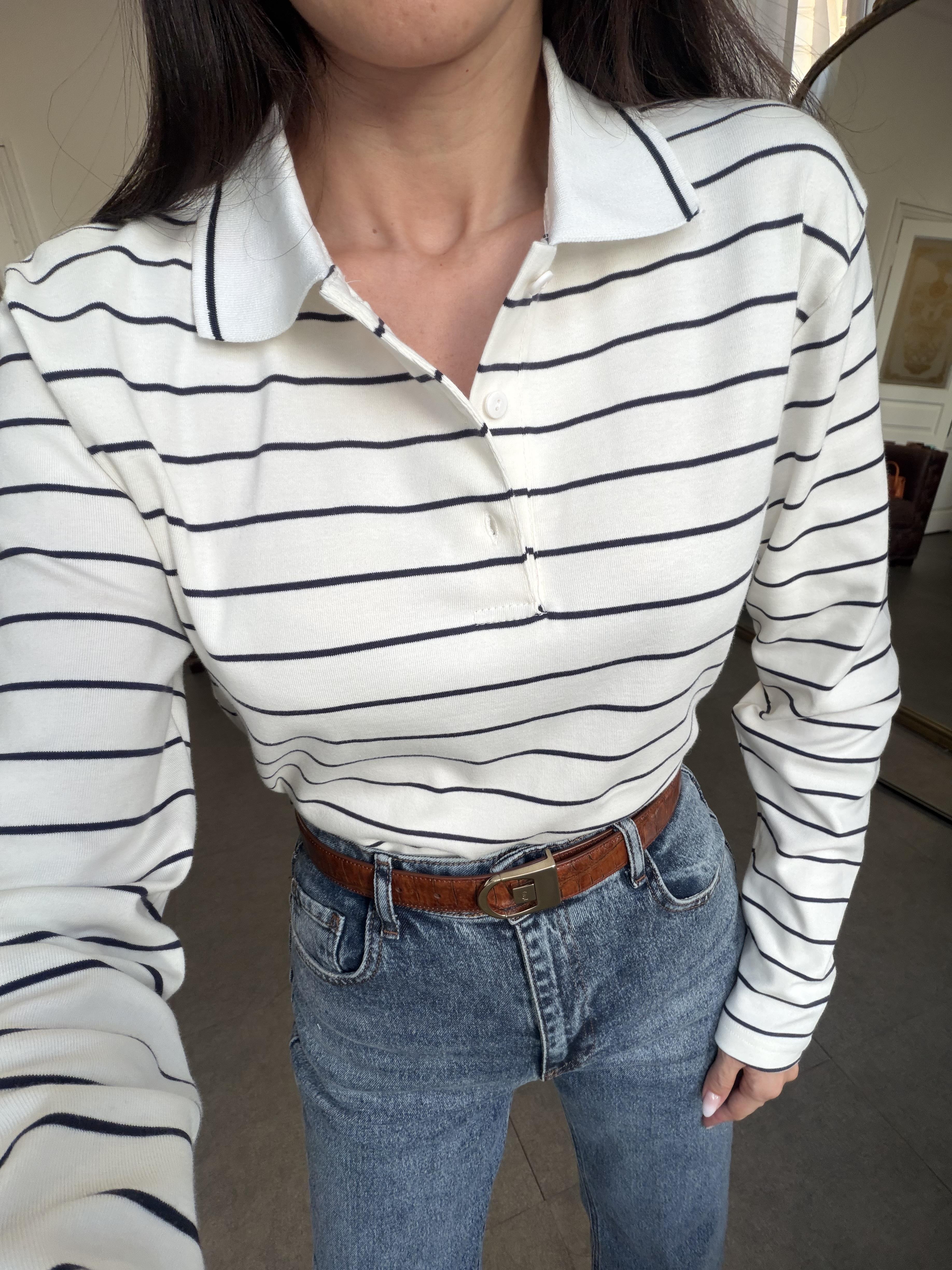 Siyah-Krem Çizgili İnce Kazak