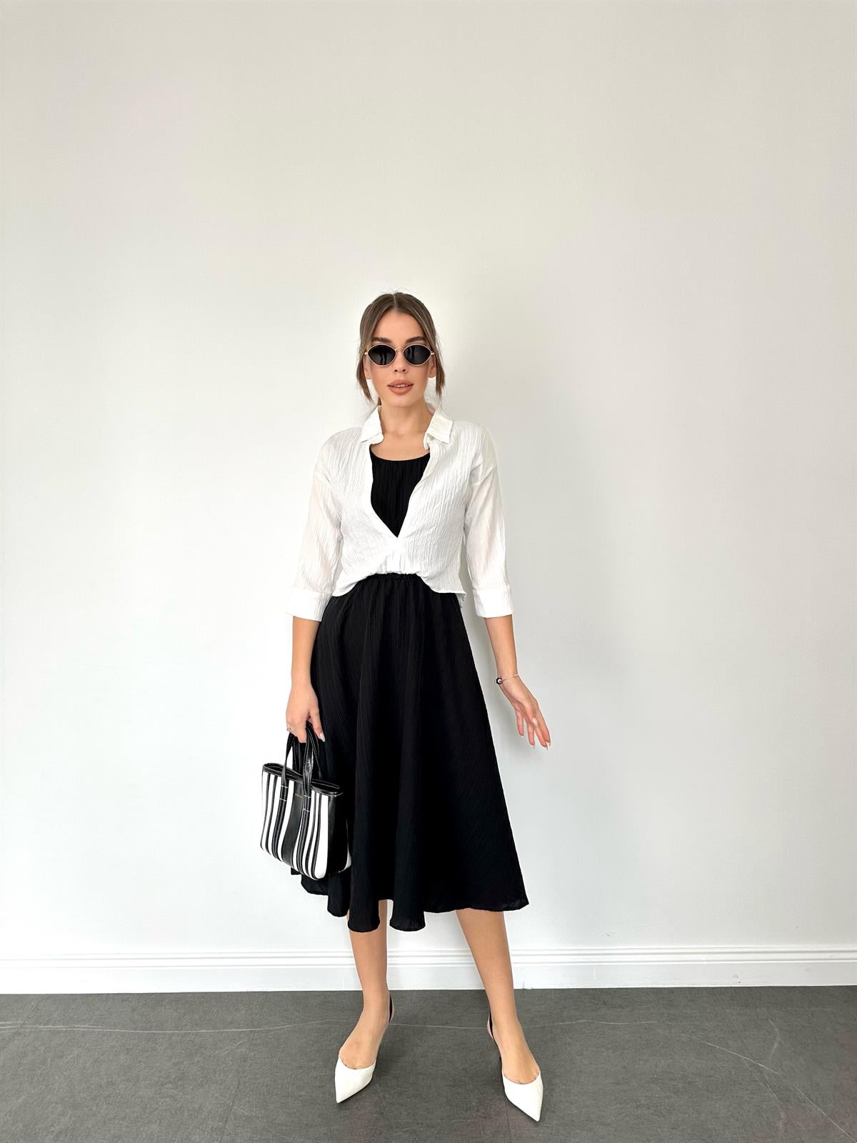 Siyah Müslin 2'li Elbise