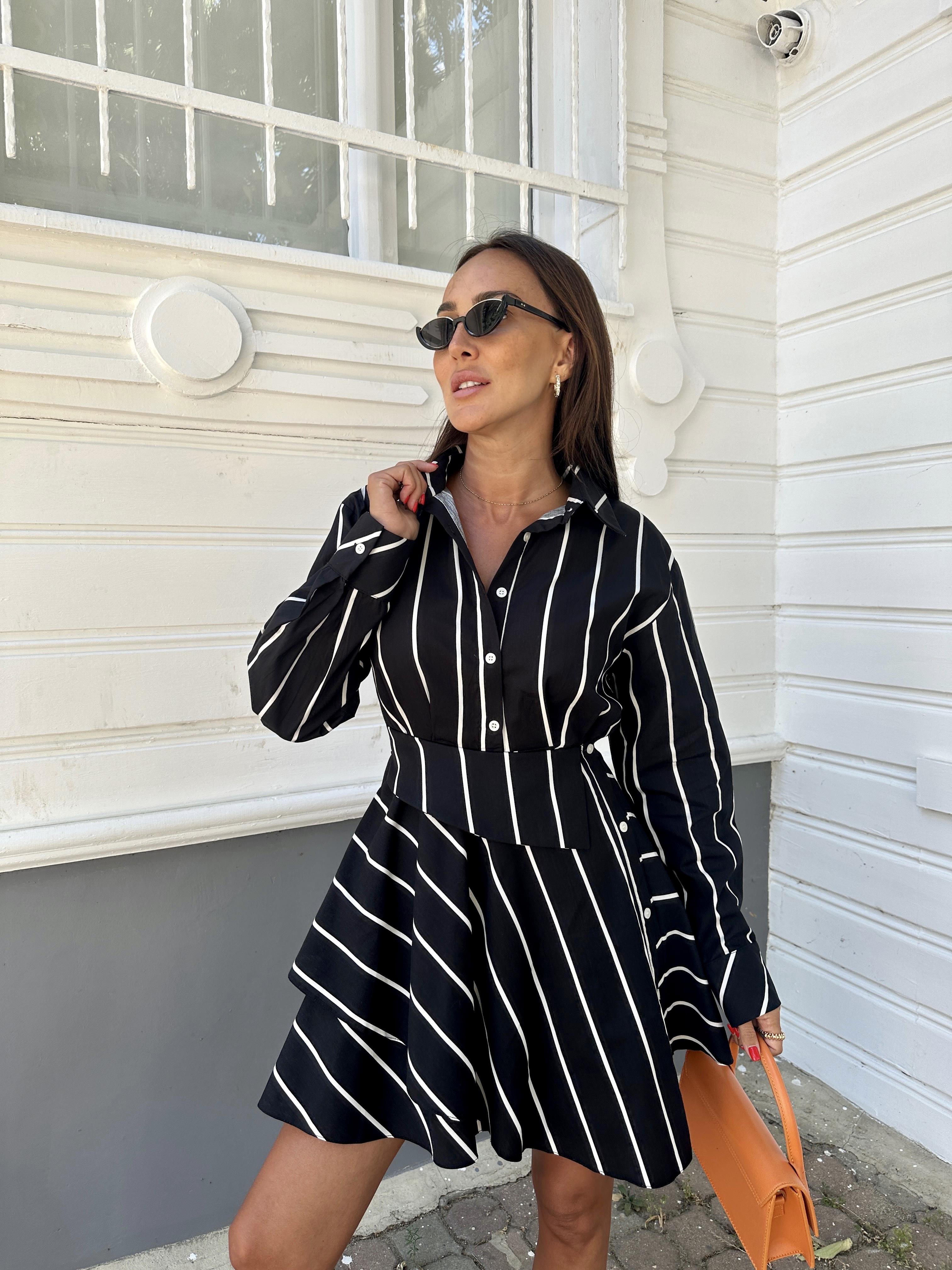 Siyah Tasarım Gömlek Elbise