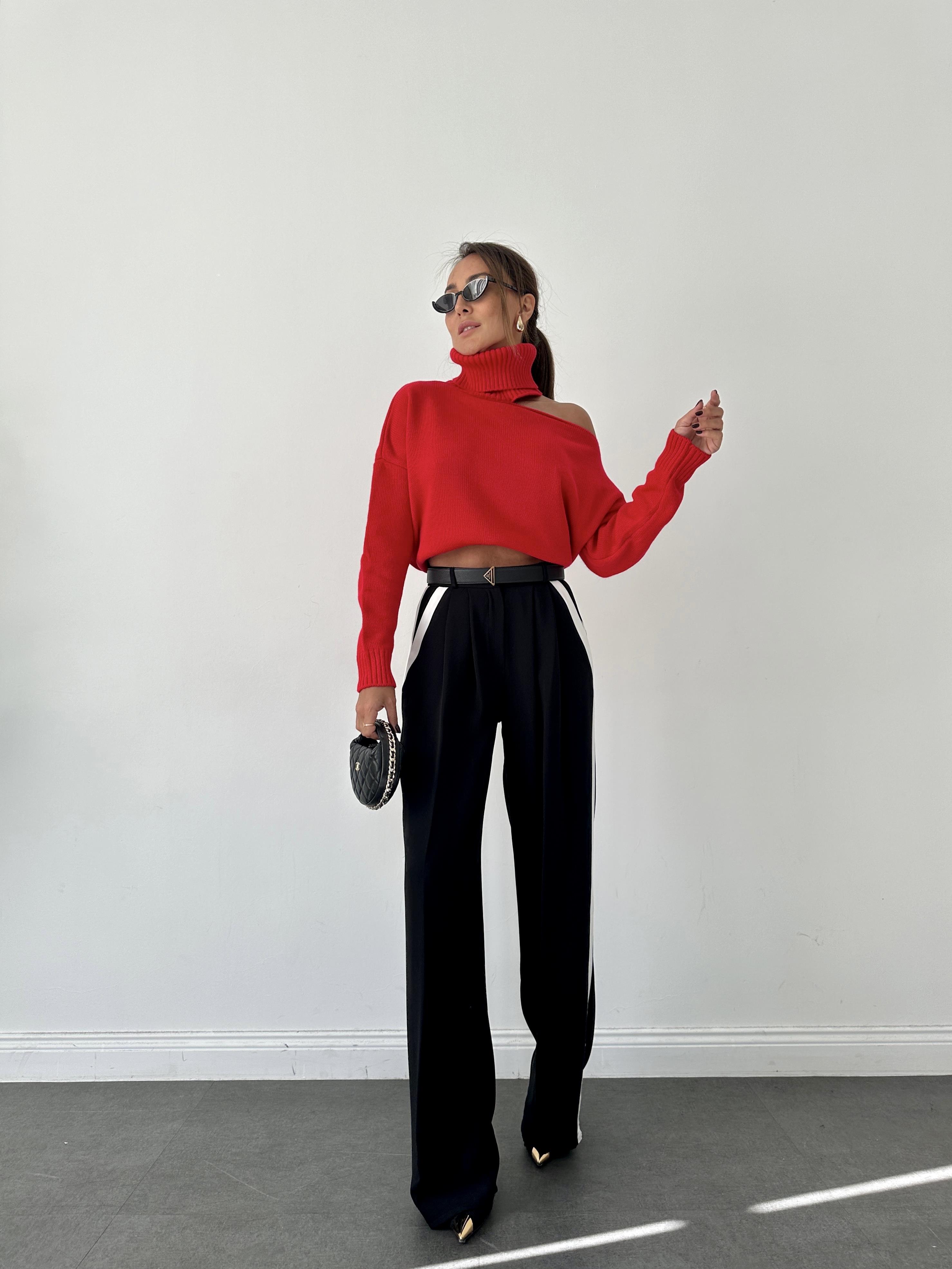 Siyah Yanları Şerit Detay Palazzo