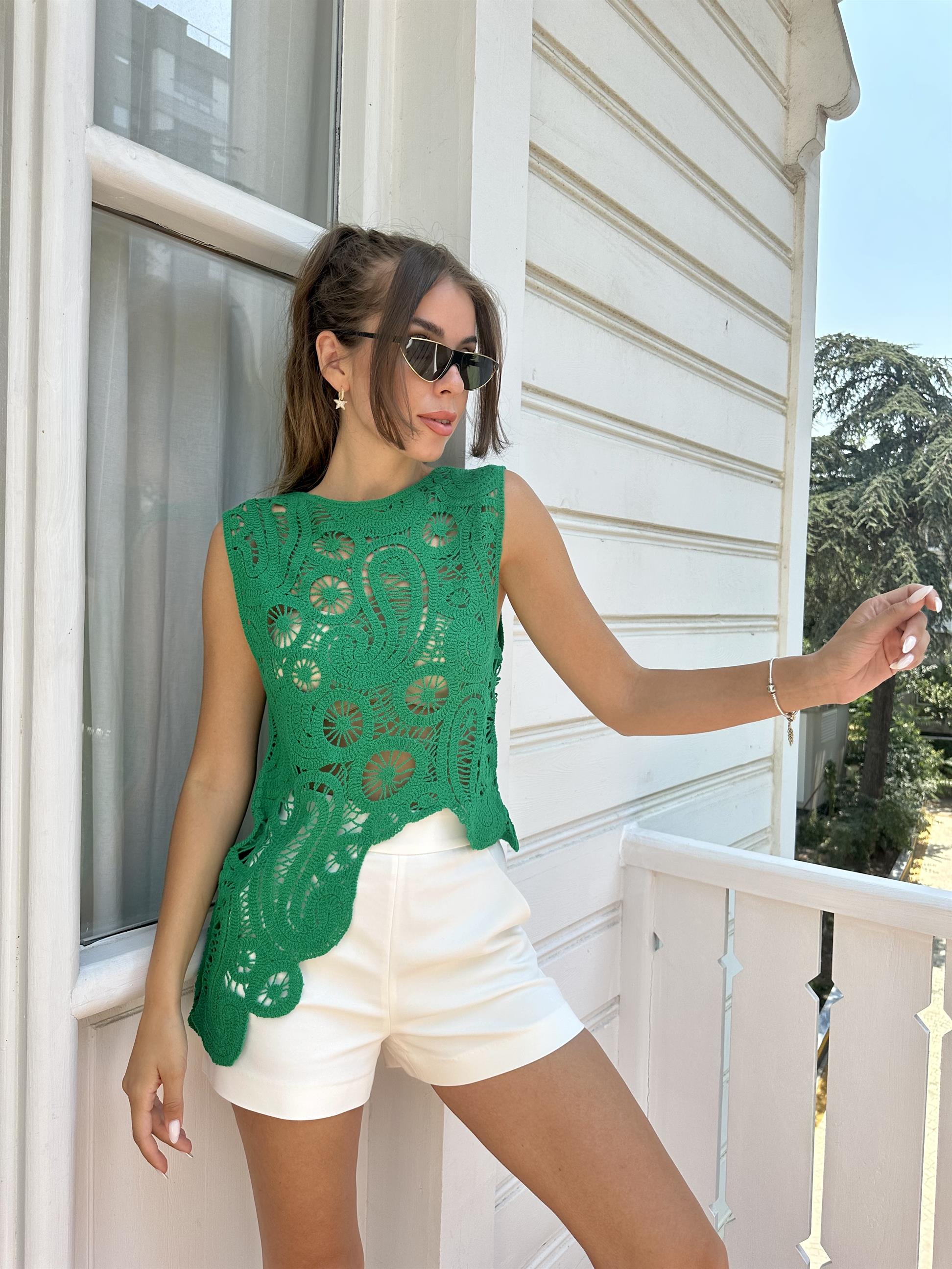 Yeşil  Dantel Bluz
