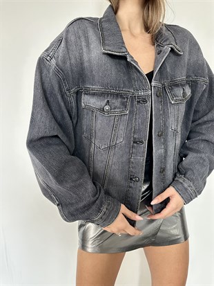 Füme  Taş İşleme Detay Jean Ceket