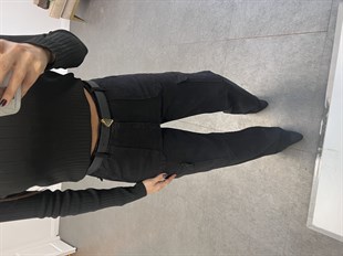 Siyah  Cepli Kargo Denim Pantolon