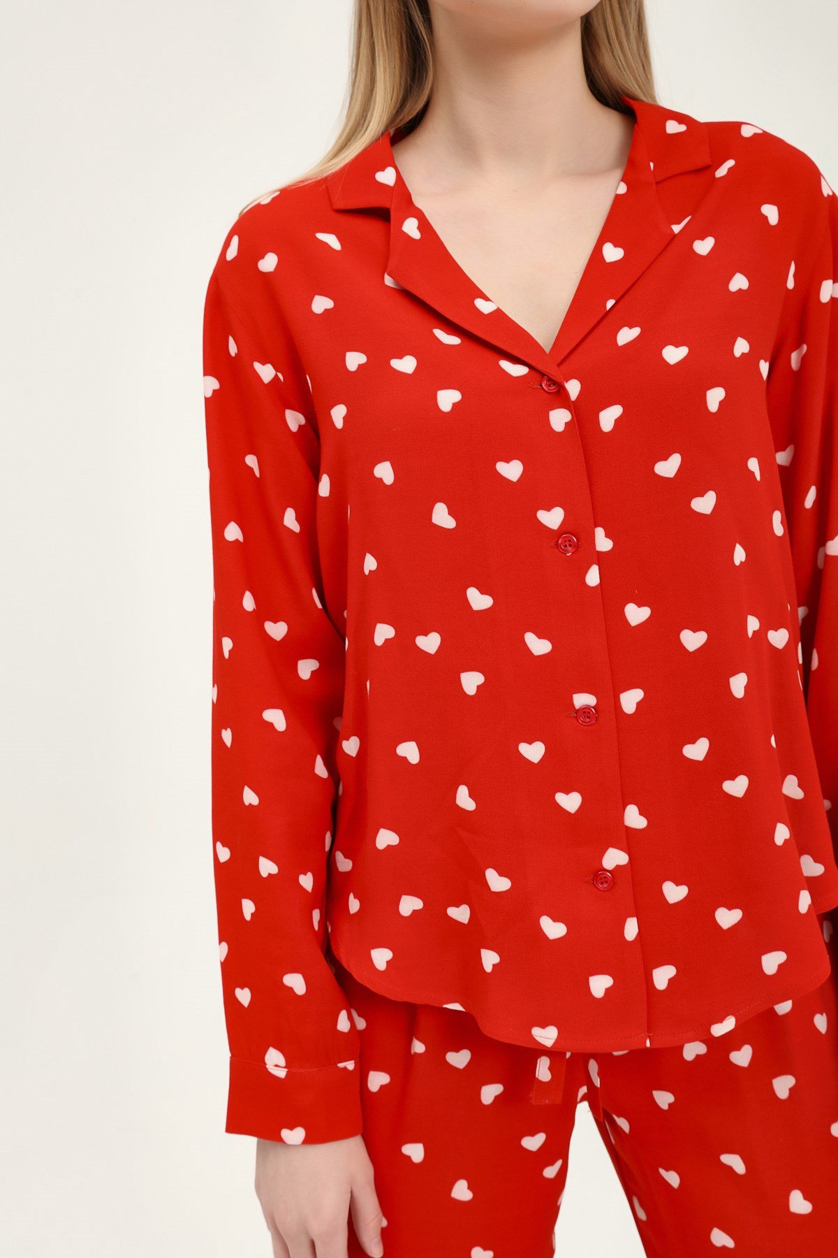 Kalpli Pijama Takımı Kırmızı