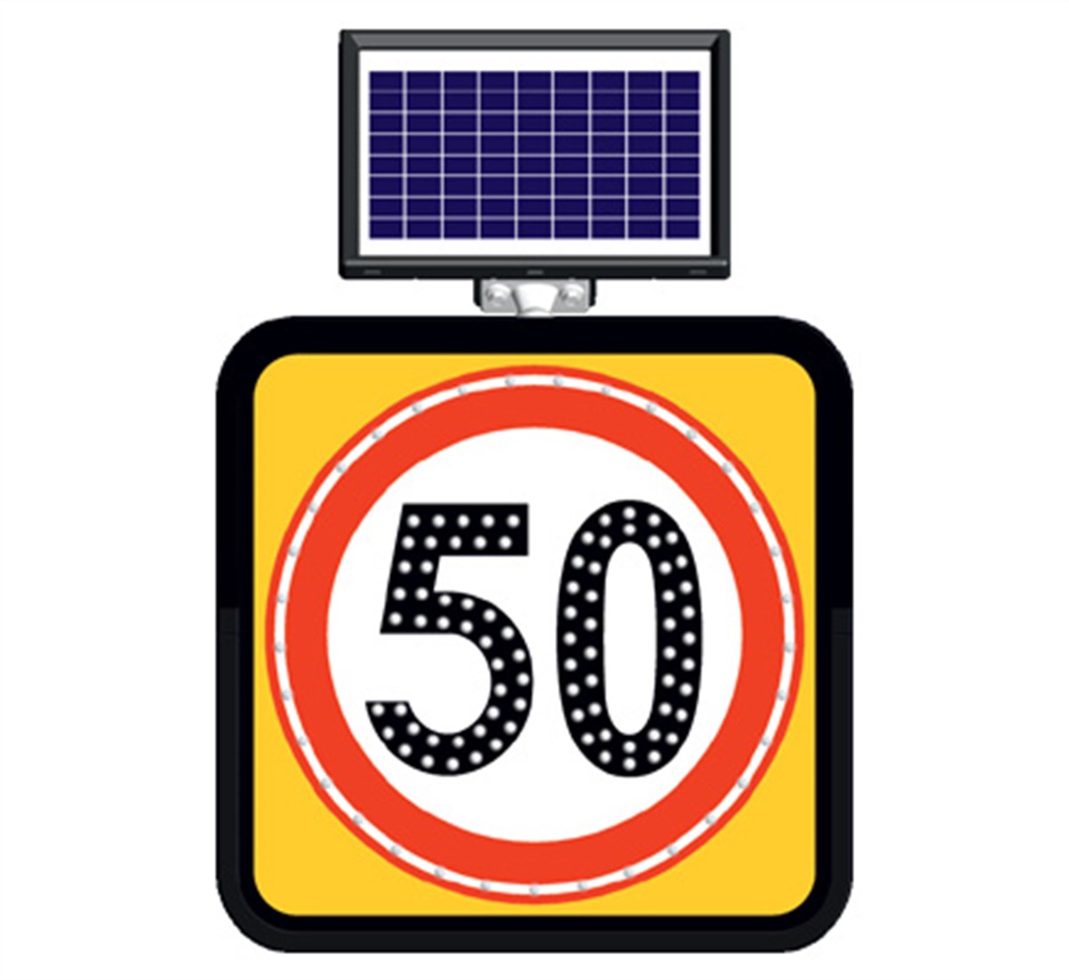 Güneş Enerjili Azami Sınırı Levhası 50 km 60 x 60 cm