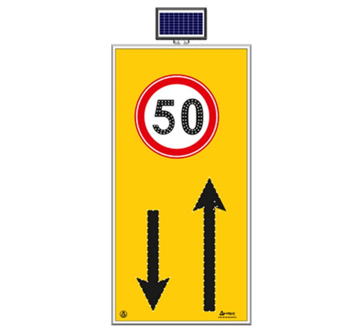 Güneş Enerjili Ledli Azami Hız 50 km ve Geliş Gidiş Yolu 100 x 200 cm