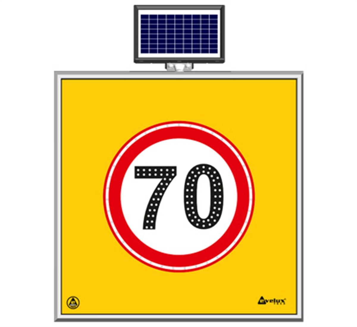 Güneş Enerjili Ledli Azami Sınırı Levhası 70 km 100 x 100 cm