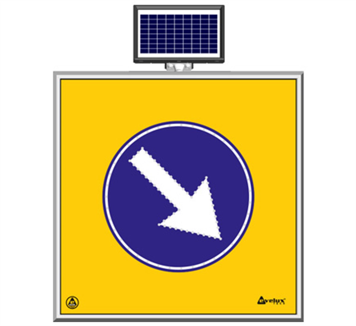 Güneş Enerjili Ledli Mecburi Yön Levhası Sağ 100 x 100 cm