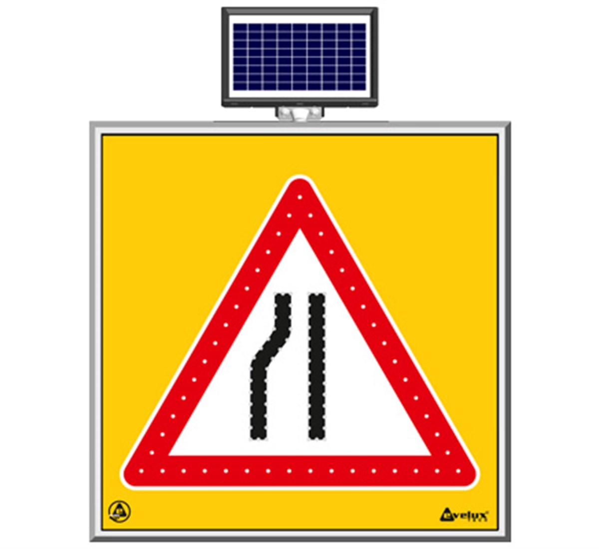 Güneş Enerjili Ledli Soldan Daralan Yol Levhası 100 x 100 cm
