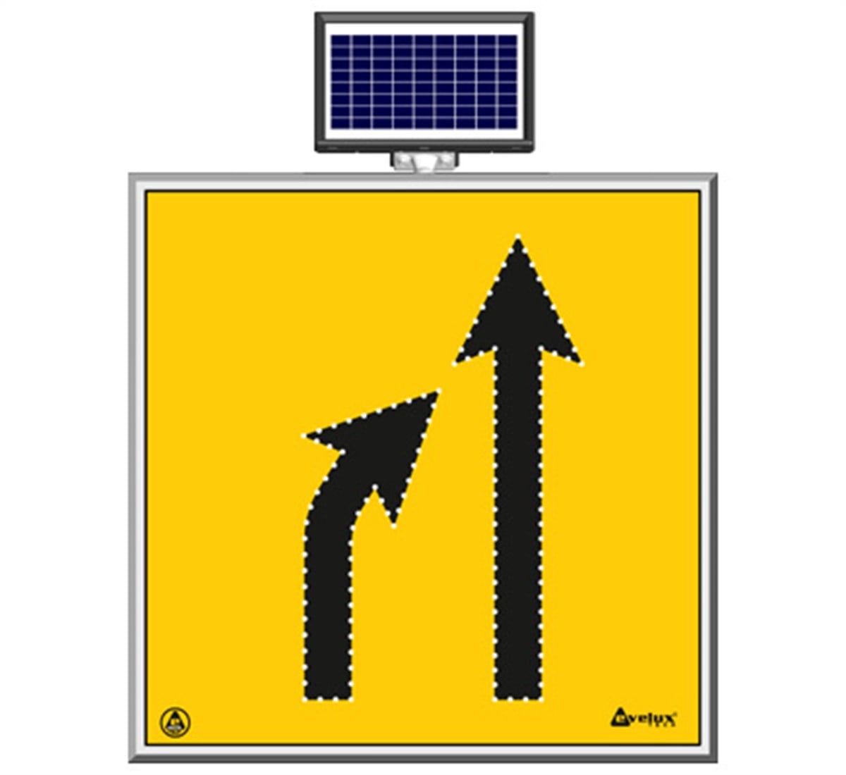 Güneş Enerjili Ledli Soldan Daralan Yol Levhası 100 x 100 cm