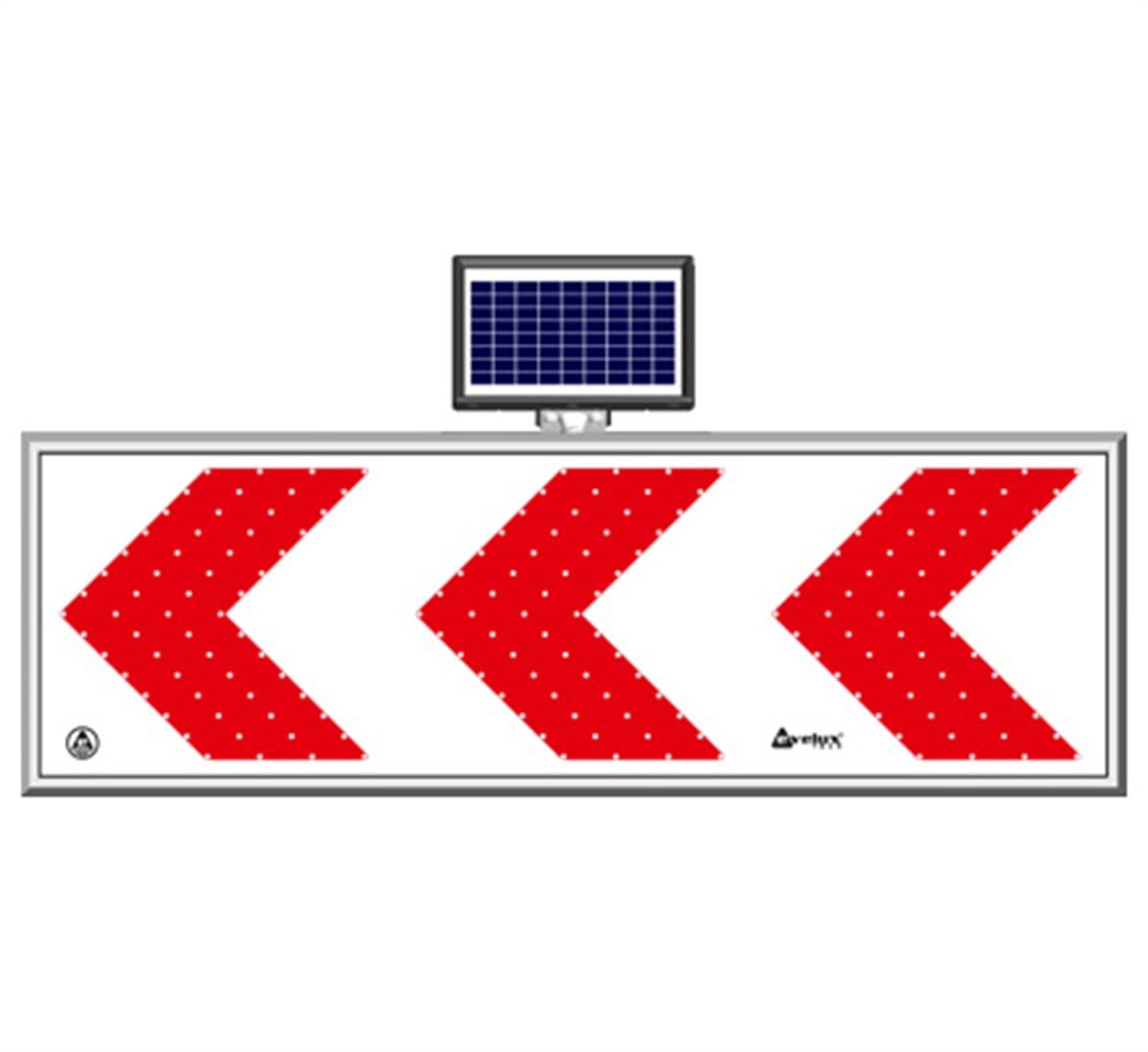 Güneş Enerjili Ledli Tehlikeli Viraj Sol Yön Levhası 50 x 150 cm