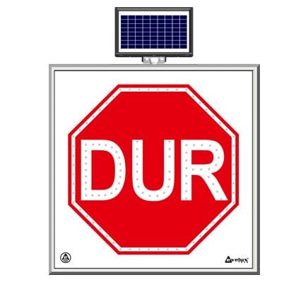 Güneşli Enerjili DUR Levhası 100x100 Cm