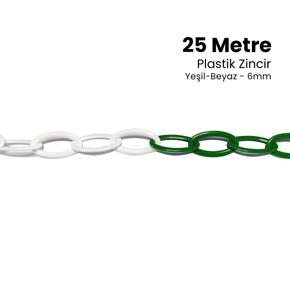 Plastik Zincir 6mm Yeşil-Beyaz 25 m