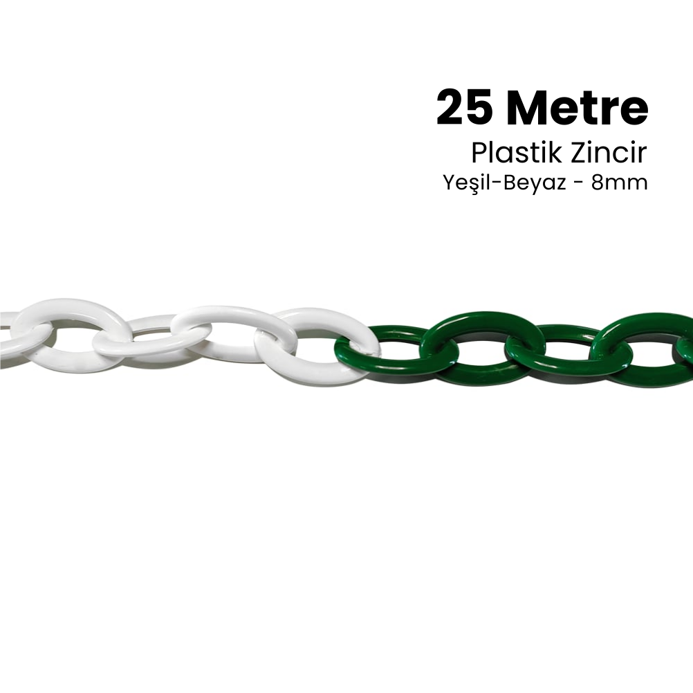 Plastik Zincir 8mm Yeşil-Beyaz 25 m