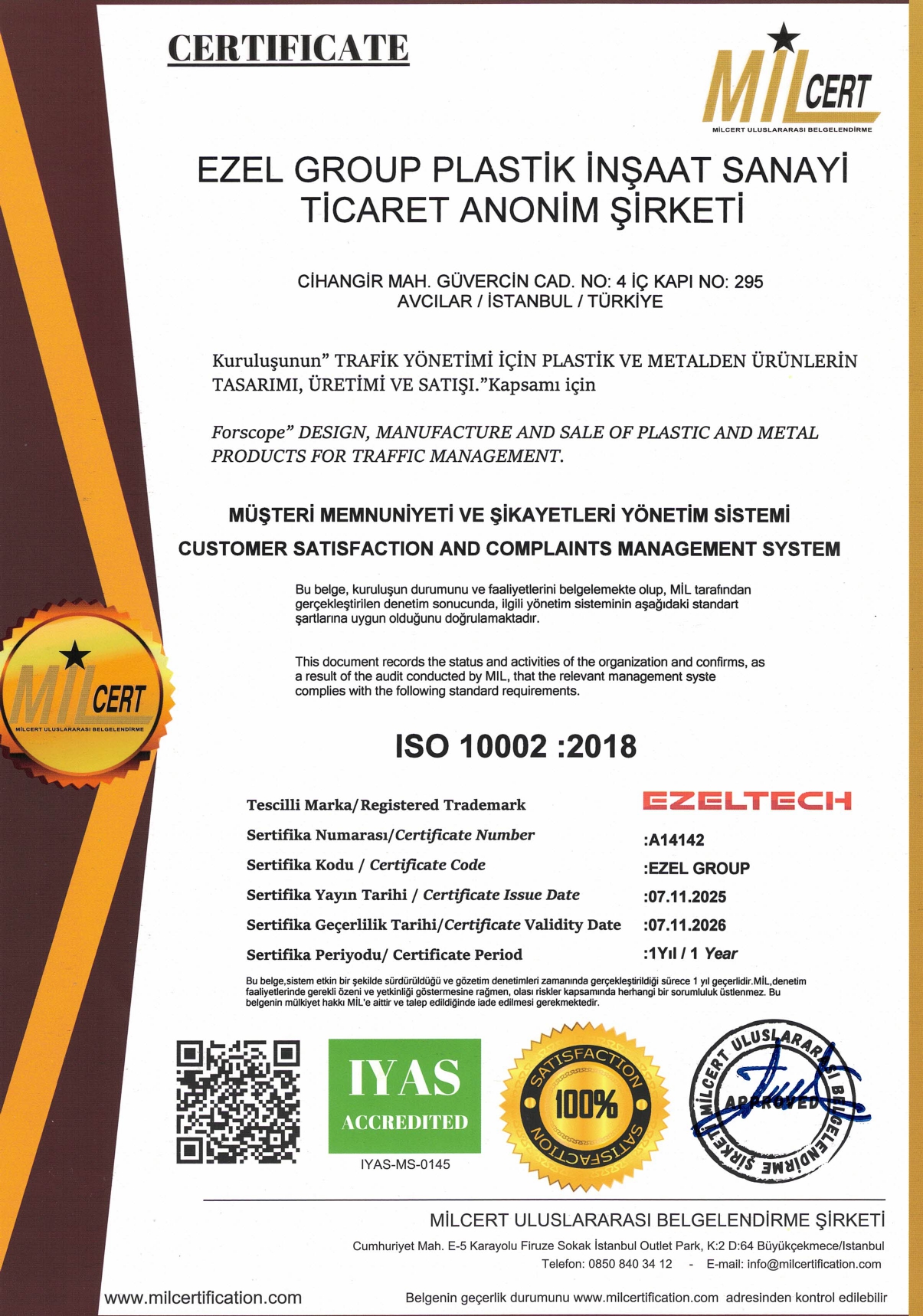 ISO 10002 Sertifikası