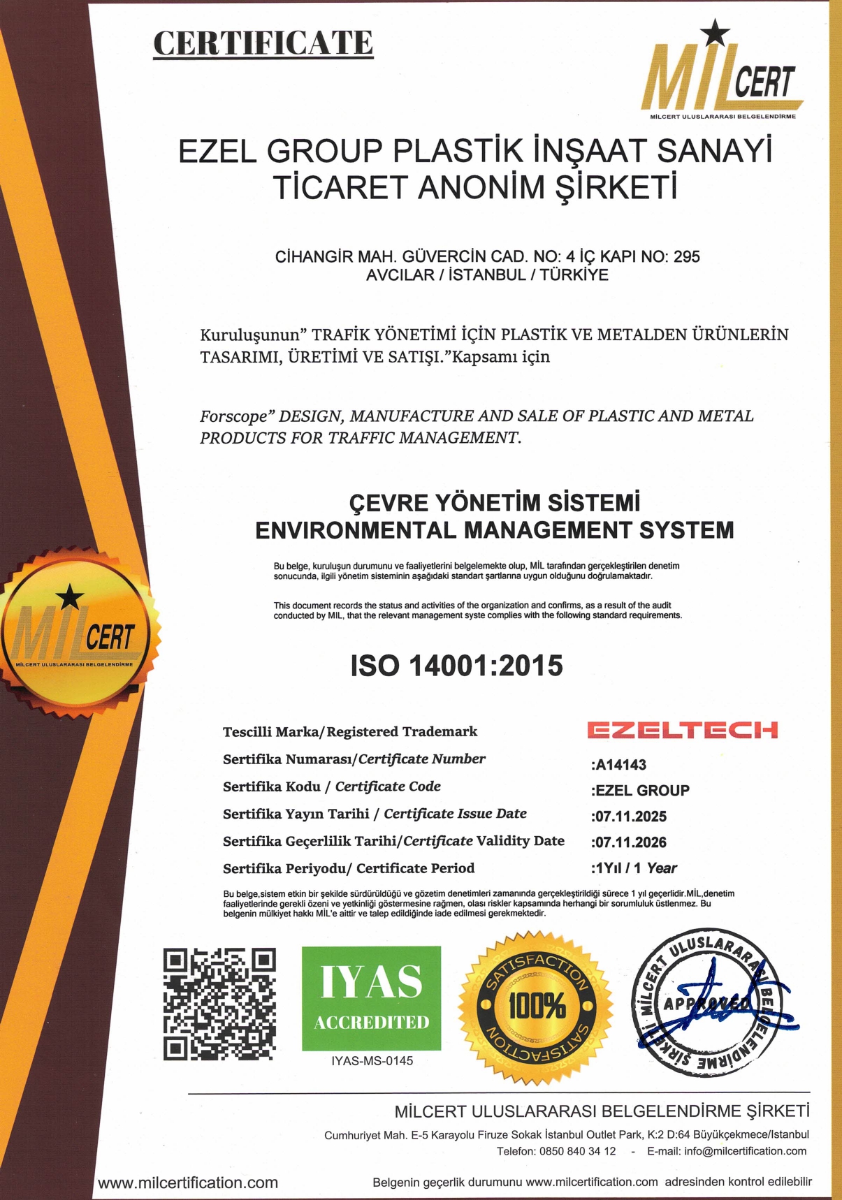 ISO 14001 Sertifikası