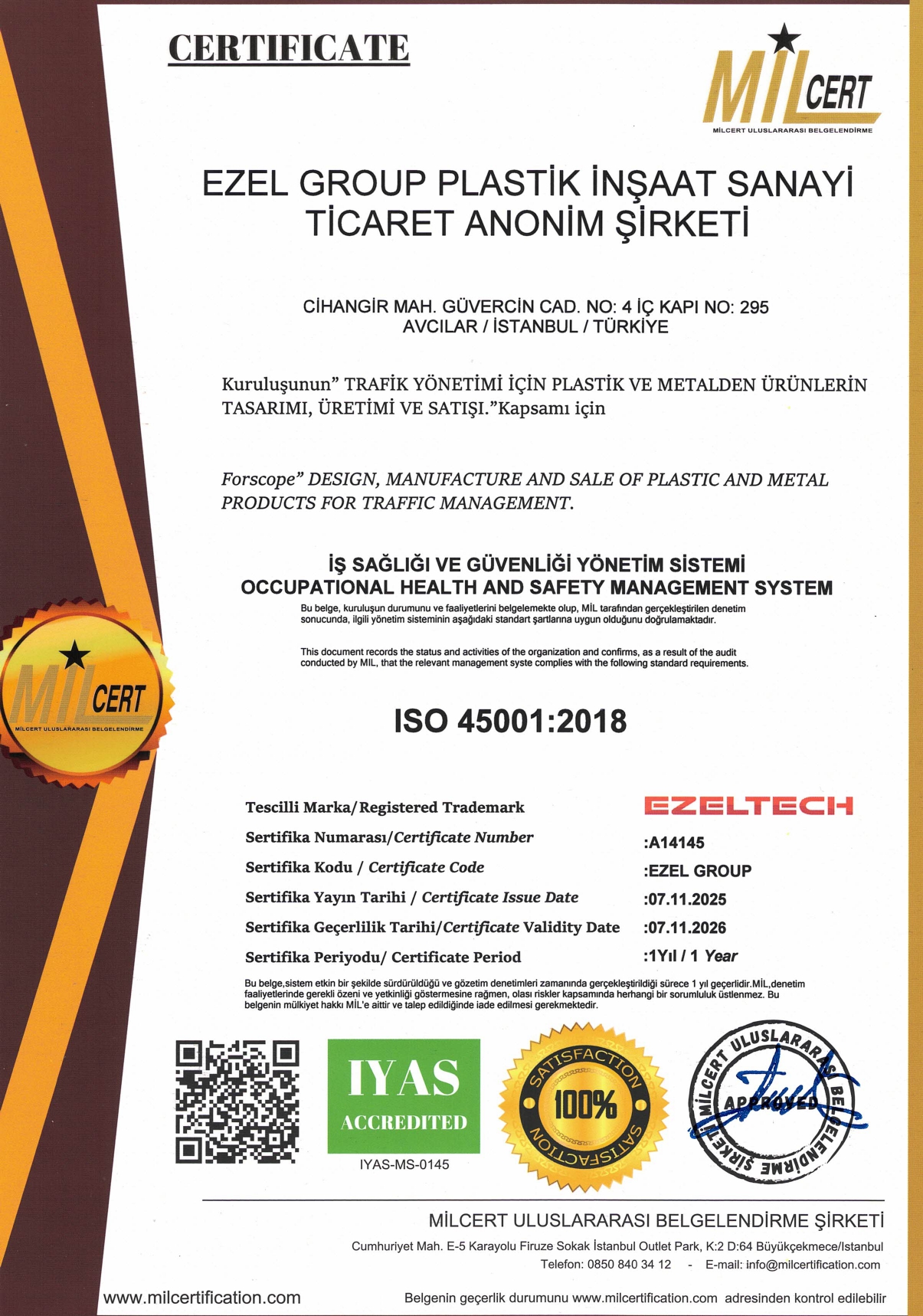 ISO 45001 Sertifikası