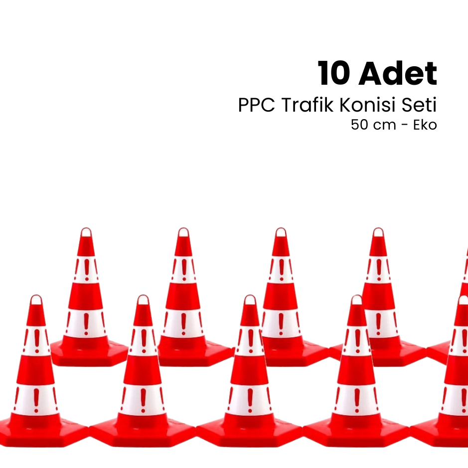 10 Adet Eko Trafik Konisi 50 cm Trafik Dubası