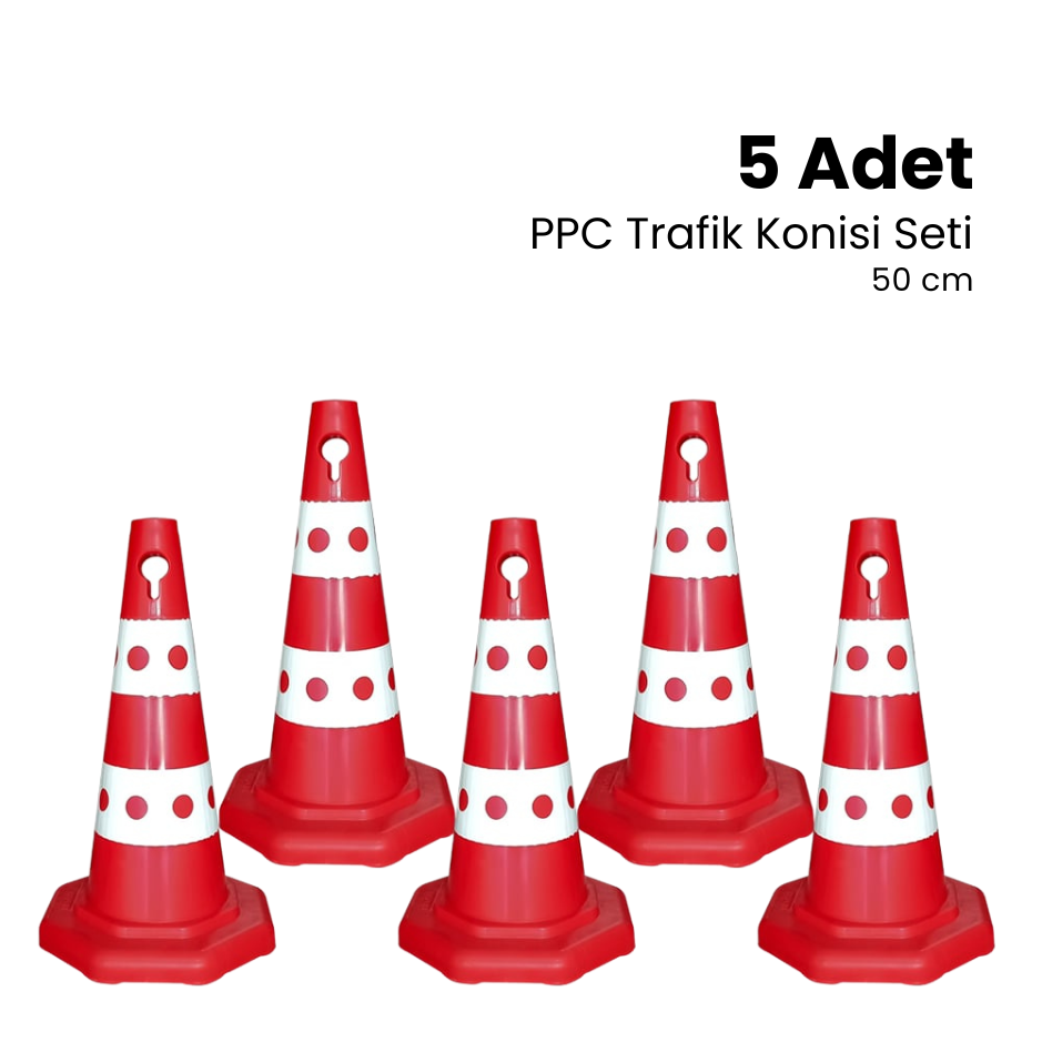 5 Adet PPC Trafik Konisi 50 cm Trafik Dubası Seti