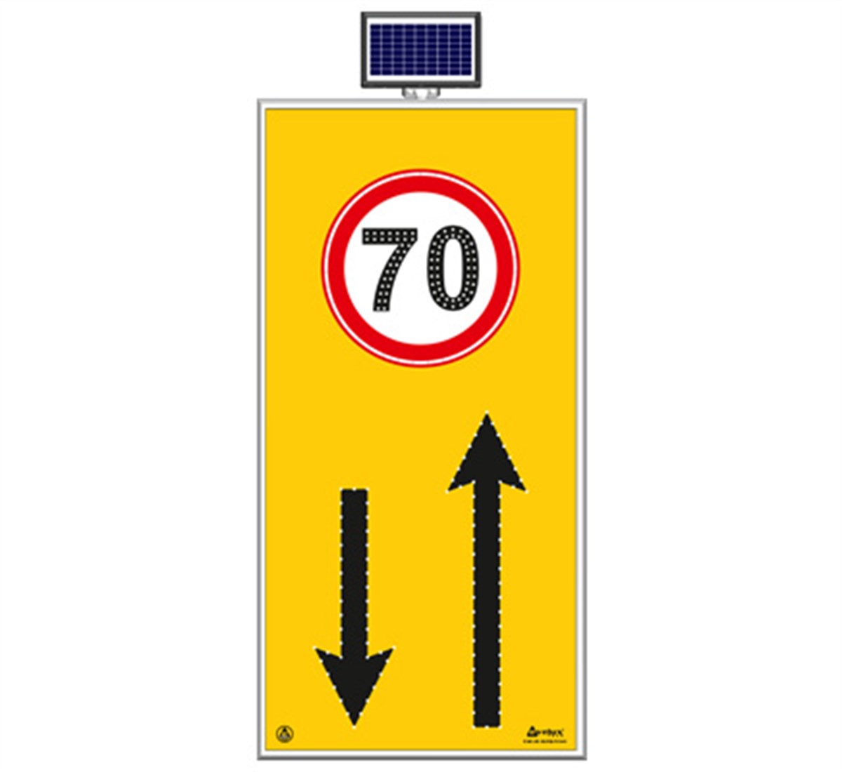 Güneş Enerjili Ledli Azami Hız 70 km ve Geliş Gidiş Yolu 100 x 200 cm