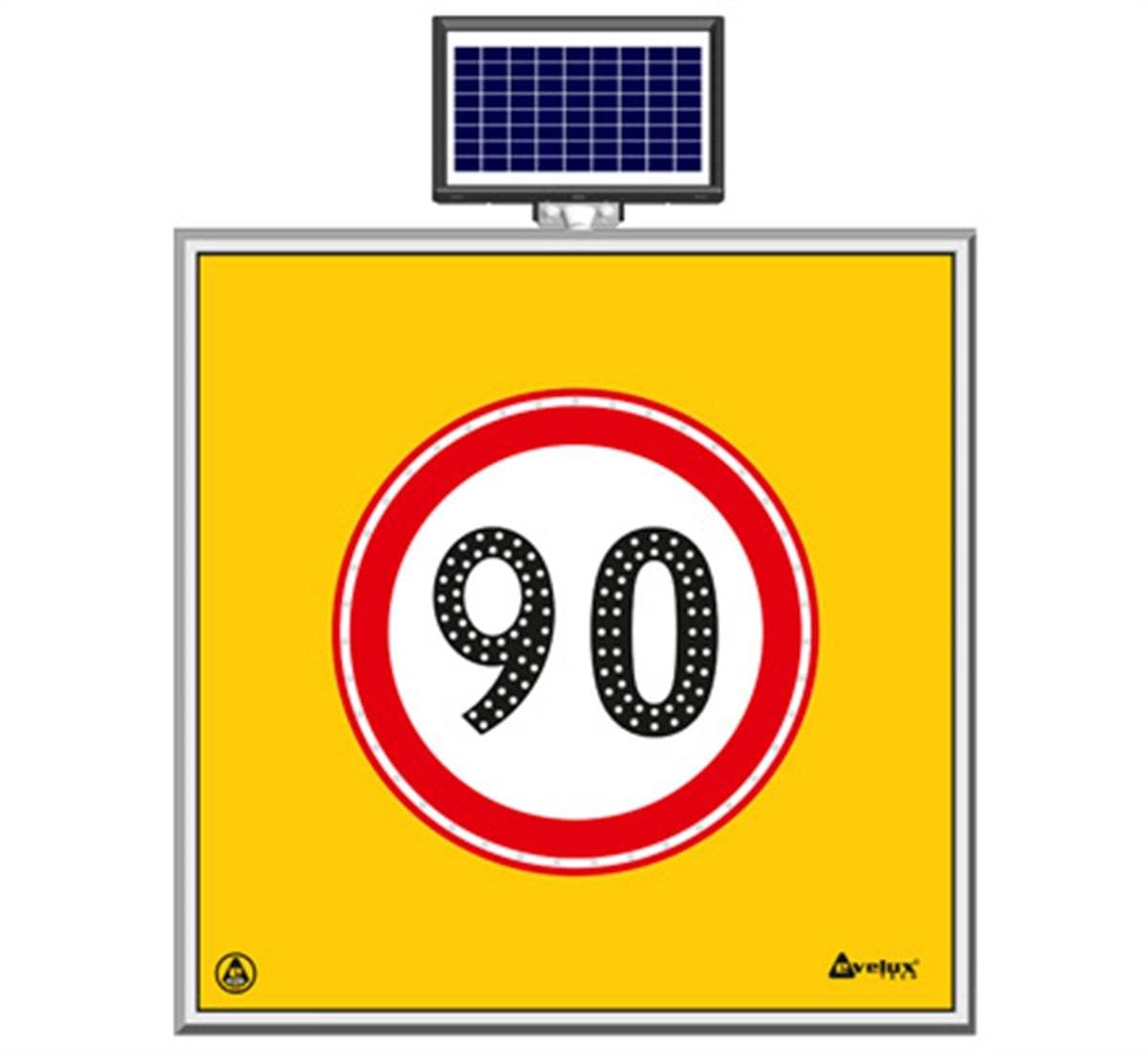 Güneş Enerjili Ledli Azami Sınırı Levhası 90 km 100 x 100 cm