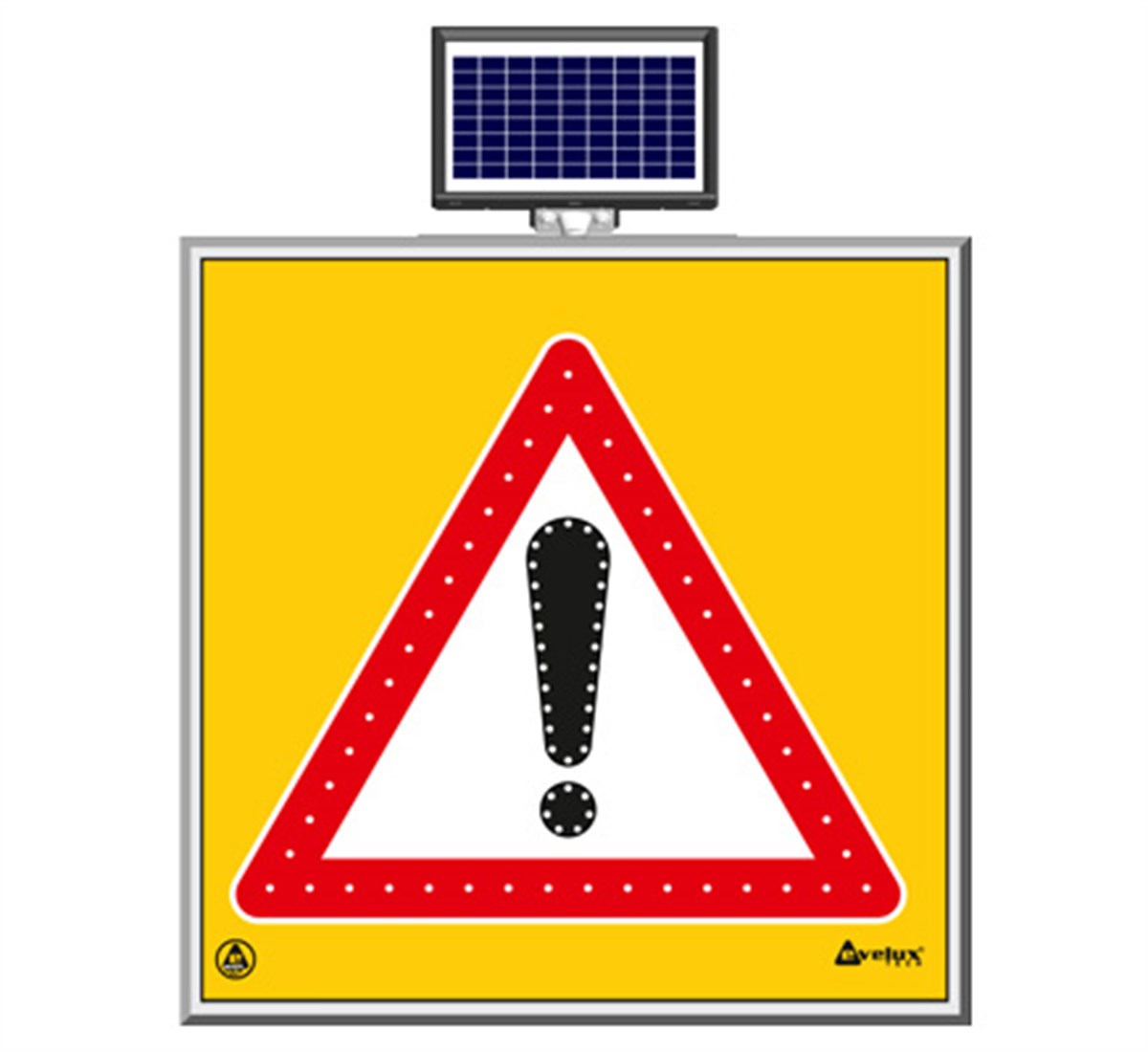 Güneş Enerjili LED`li Dikkat Levhası 100 x 100 cm