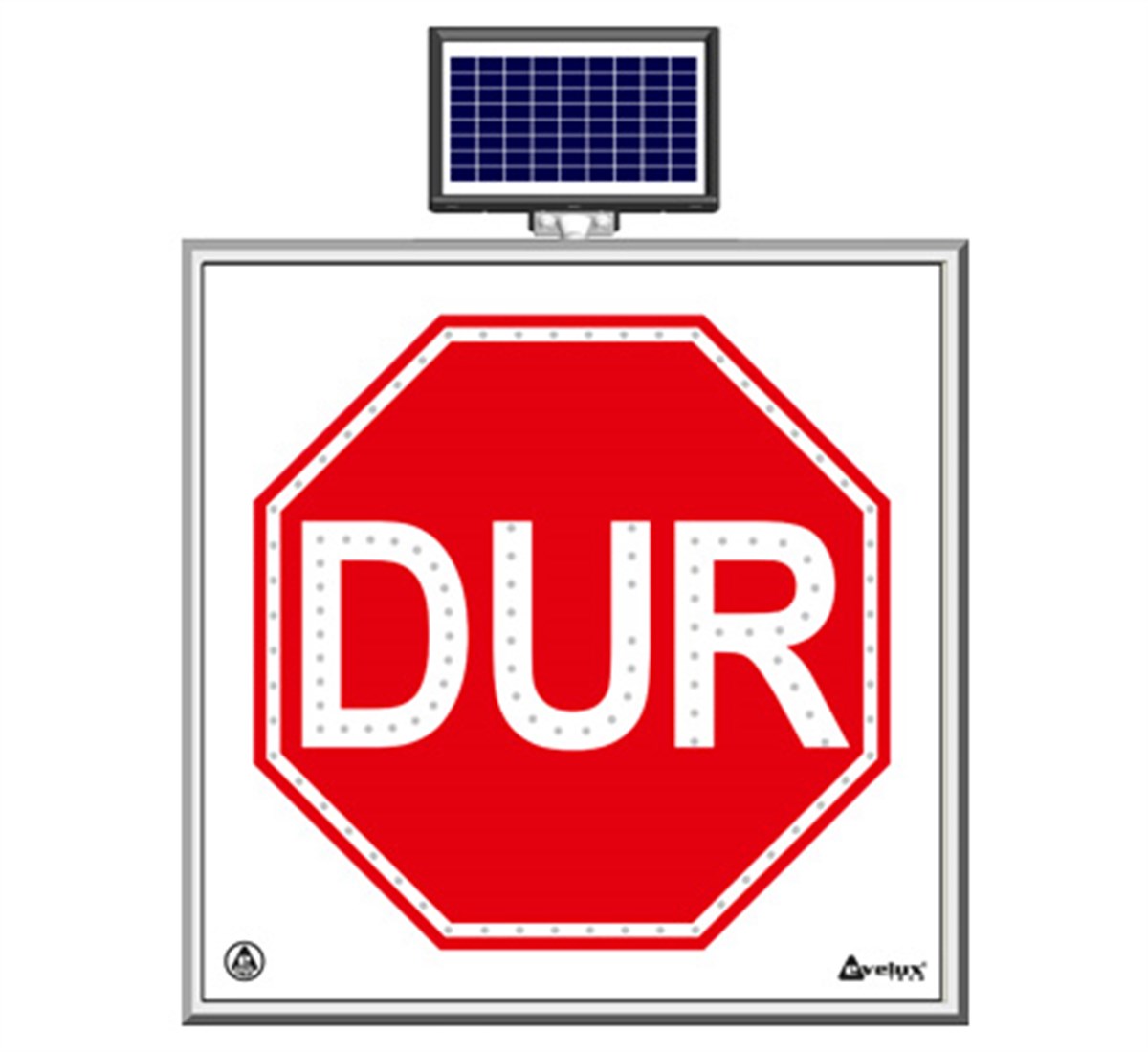 Güneş Enerjili Ledli Dur Levhası 100 x 100 cm