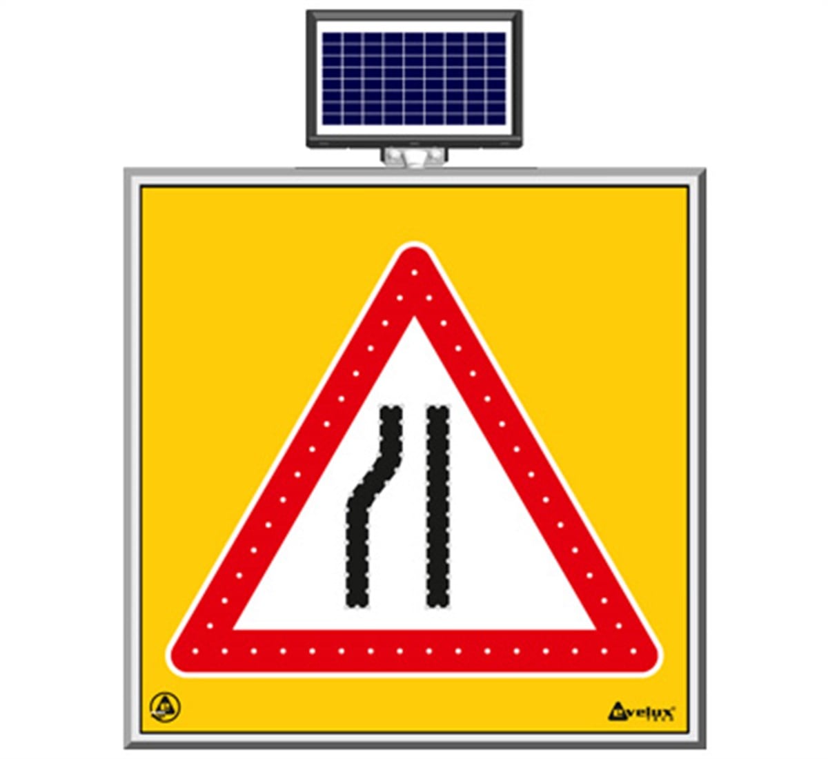 Güneş Enerjili Ledli Soldan Daralan Yol Levhası 100 x 100 cm